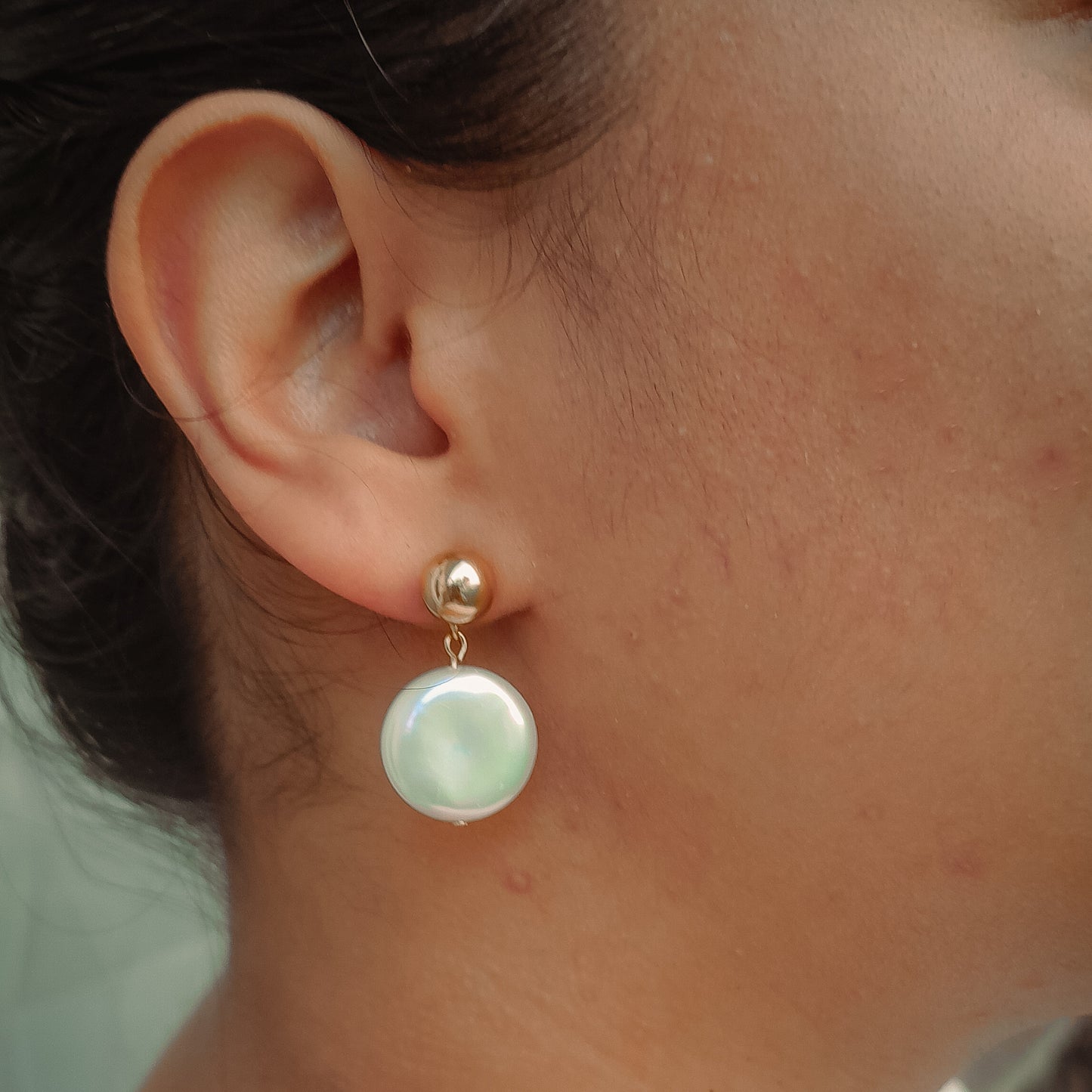 Large Coin Pearl Earrings - Perfect for Everyday Wear, Modern and Boho Brides