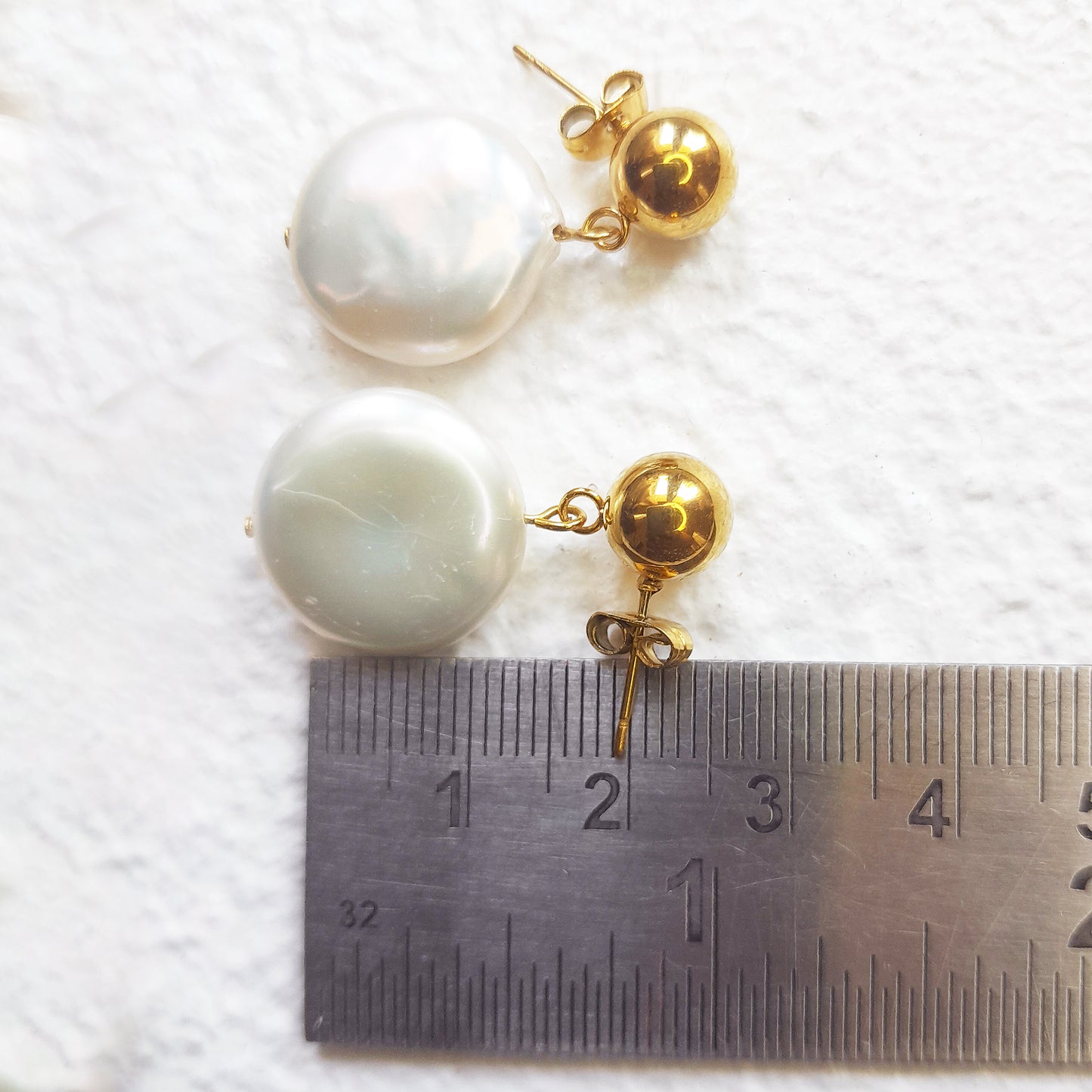 Large Coin Pearl Earrings - Perfect for Everyday Wear, Modern and Boho Brides