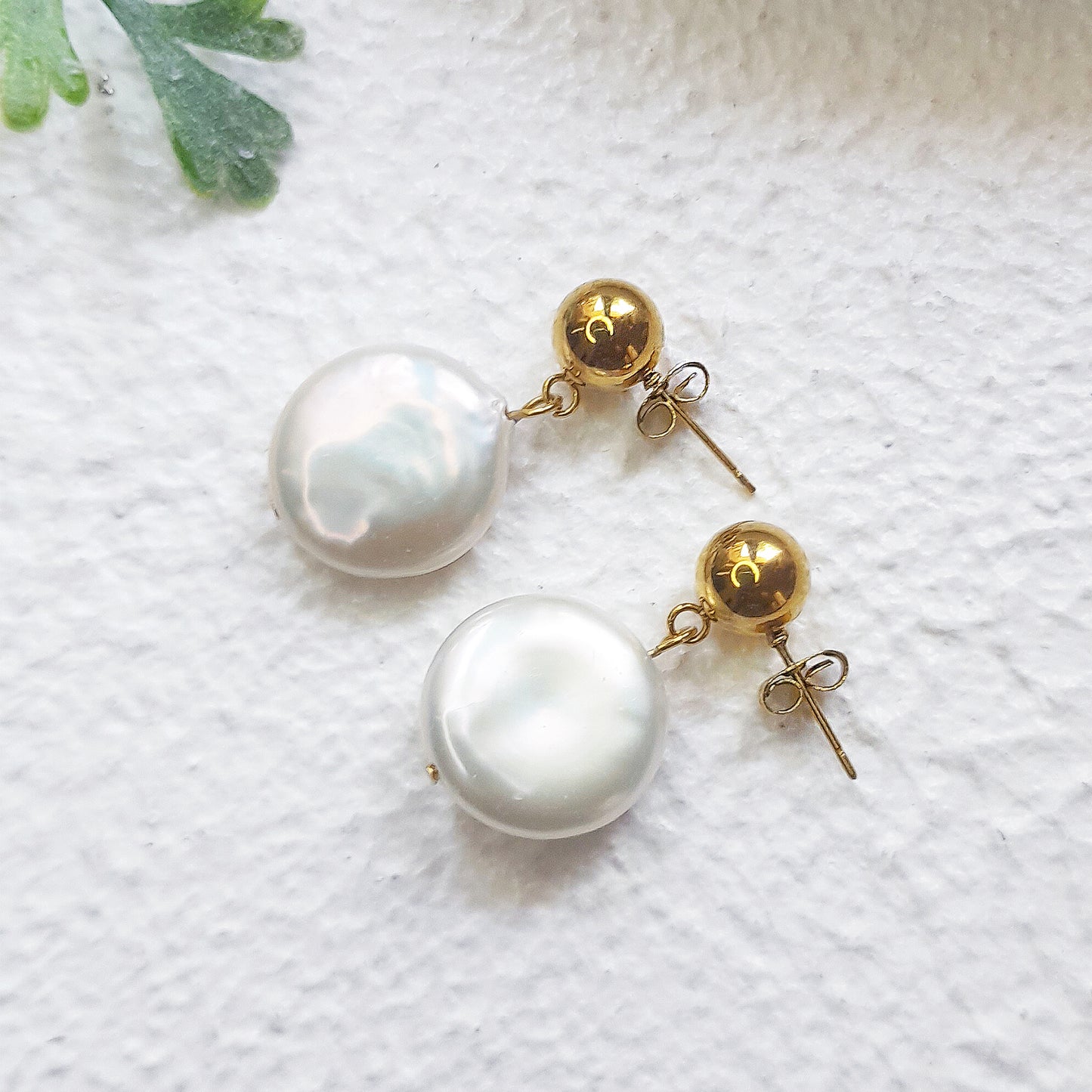 Large Coin Pearl Earrings - Perfect for Everyday Wear, Modern and Boho Brides