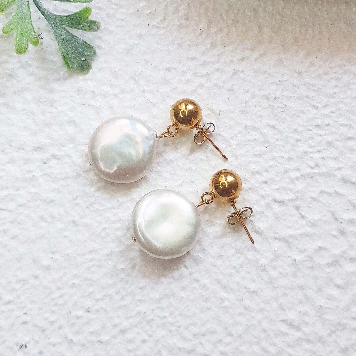 Large Coin Pearl Earrings - Perfect for Everyday Wear, Modern and Boho Brides