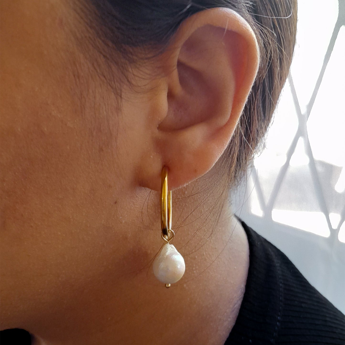 Large baroque pearl hoop earrings - Versatile and Perfect for Any Occasion