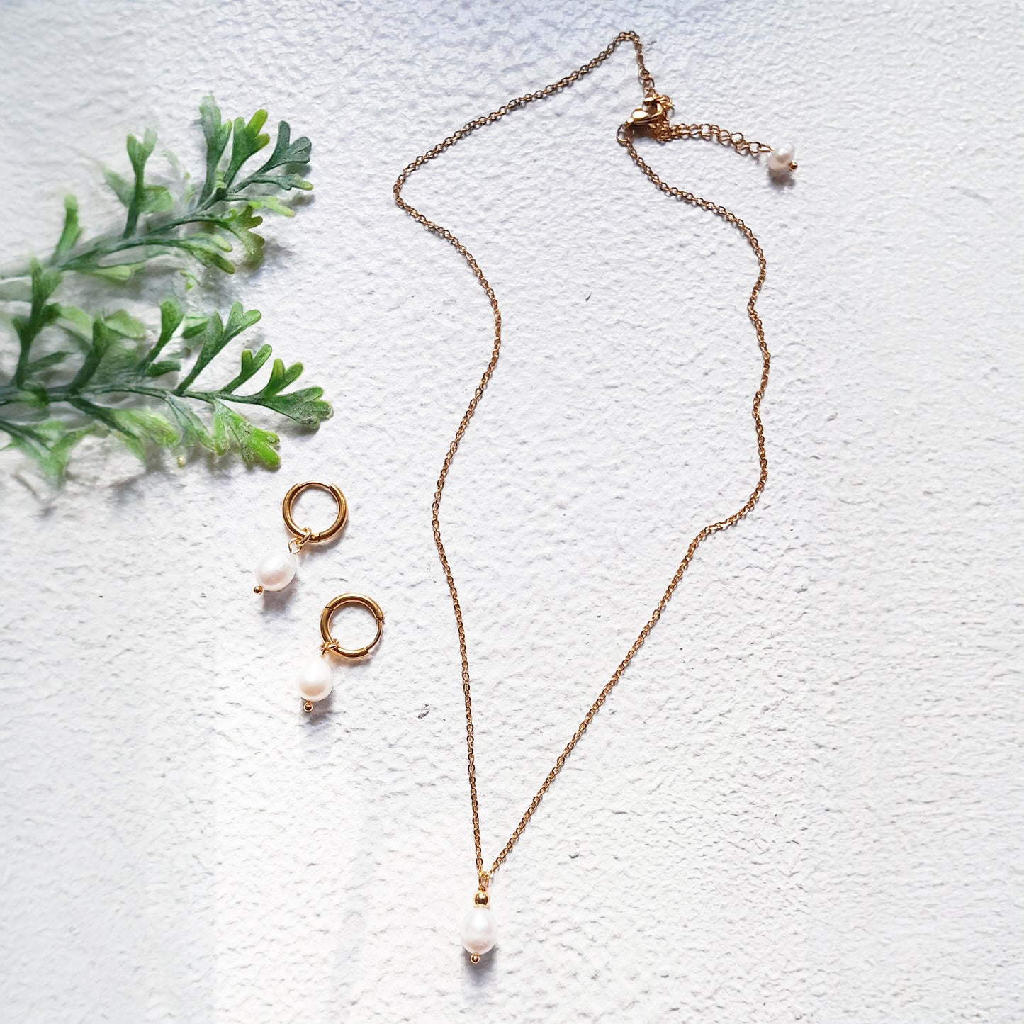 Small Gold Hoop Earrings with Oval Baroque Pearls