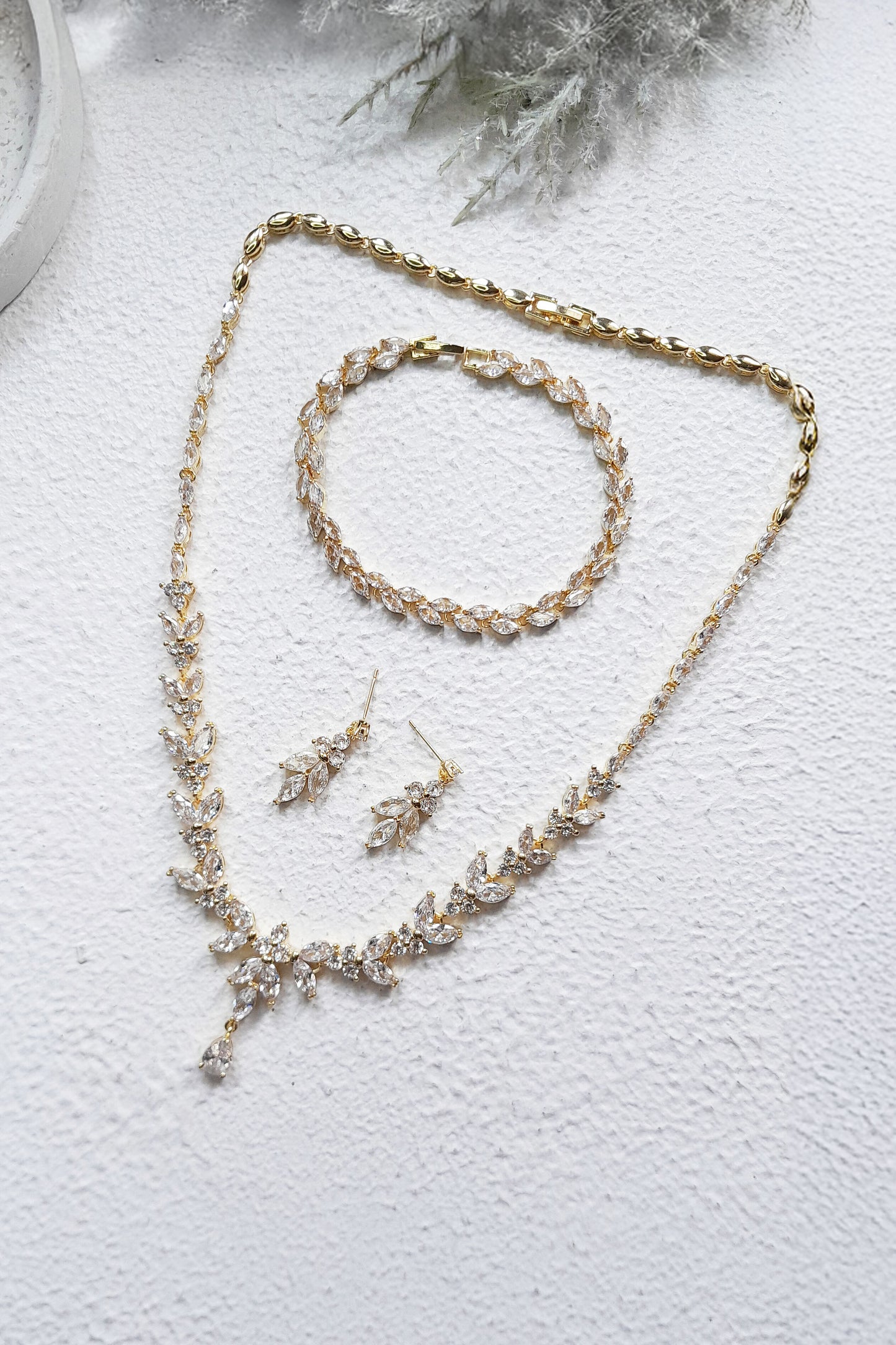 Marquise Crystal Bridal Set in Gold, Silver