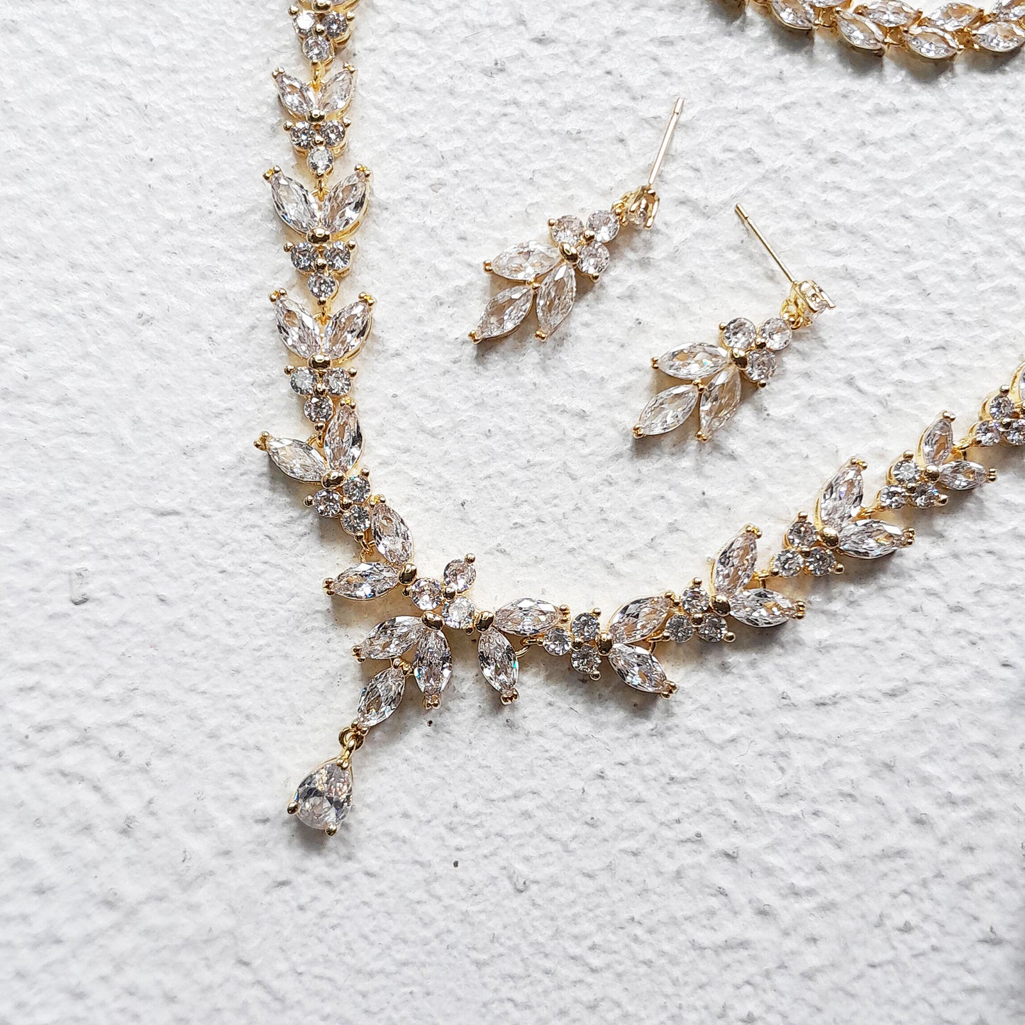 Marquise Crystal Bridal Set in Gold, Silver