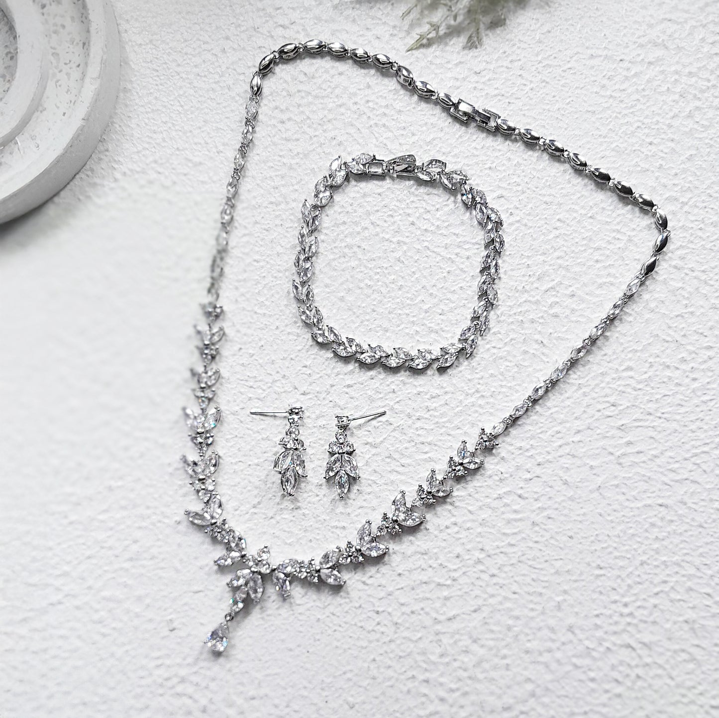 Marquise Crystal Bridal Necklace in gold and silver