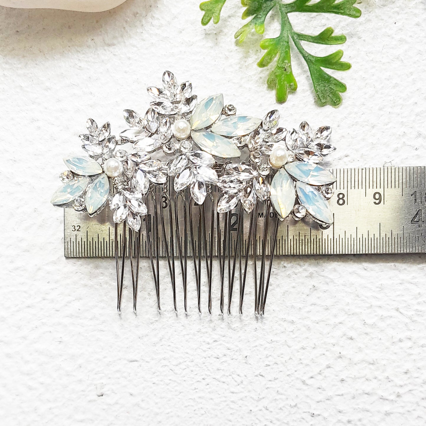 Silver Opal Pearl Bridal Comb