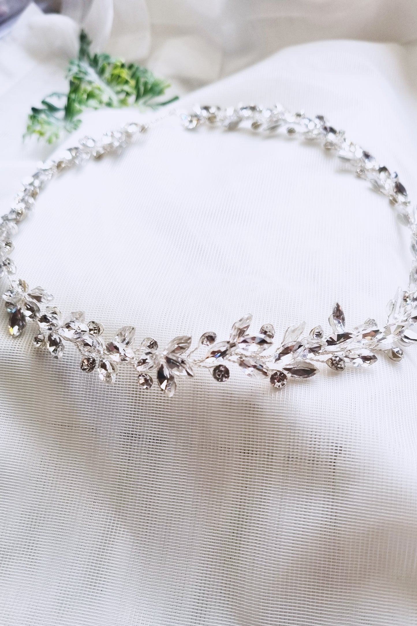 Bridal crystal hair vine custom made