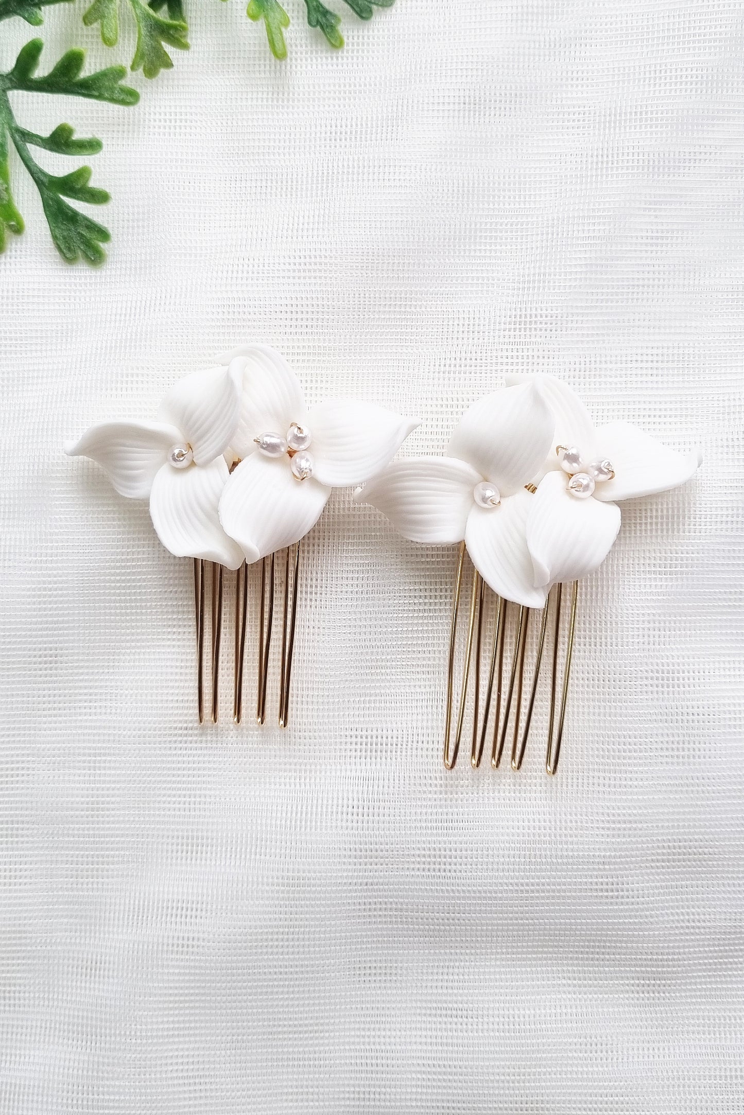 Small White Ceramic Wedding Combs