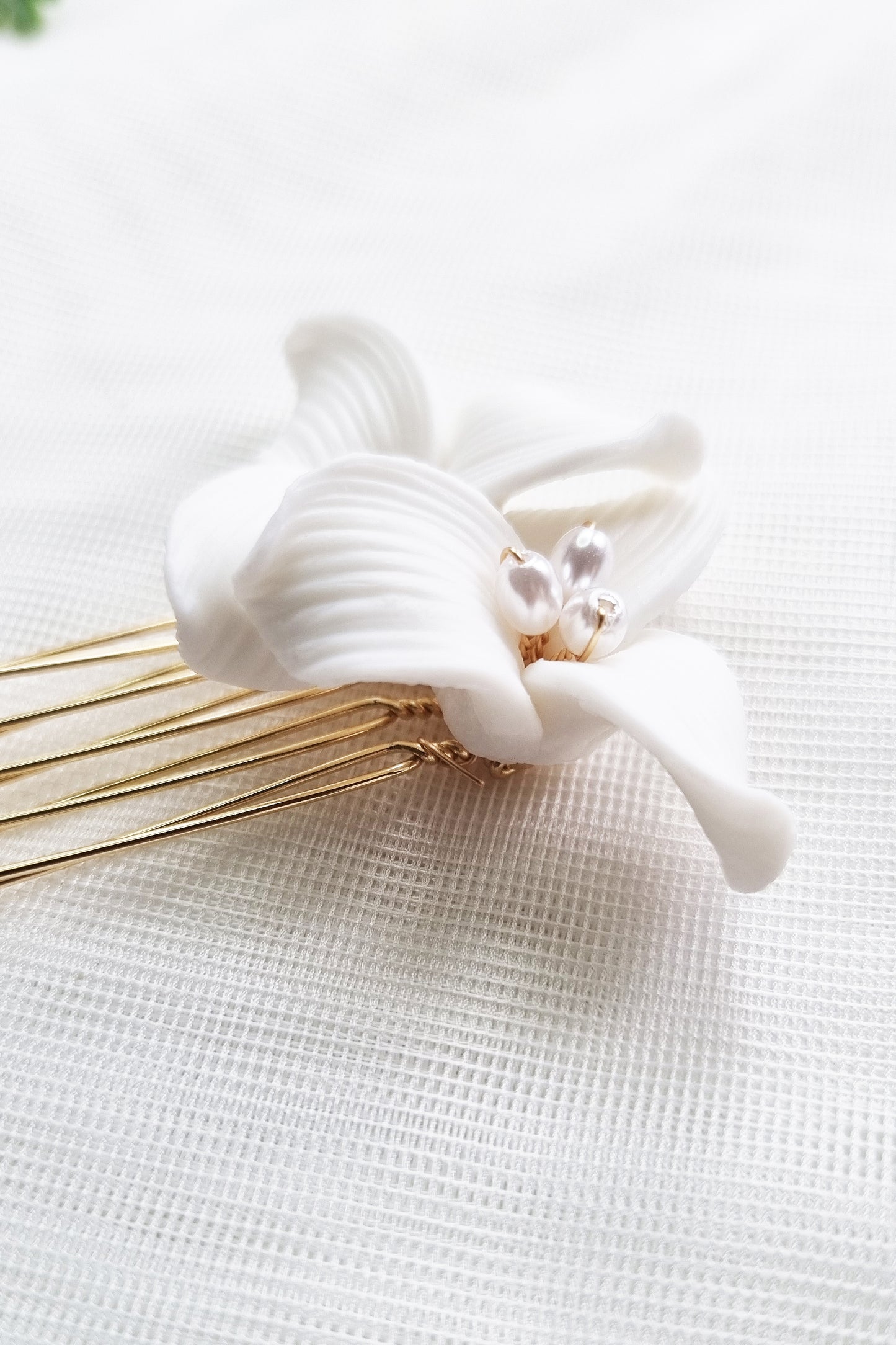 Small White Ceramic Wedding Combs