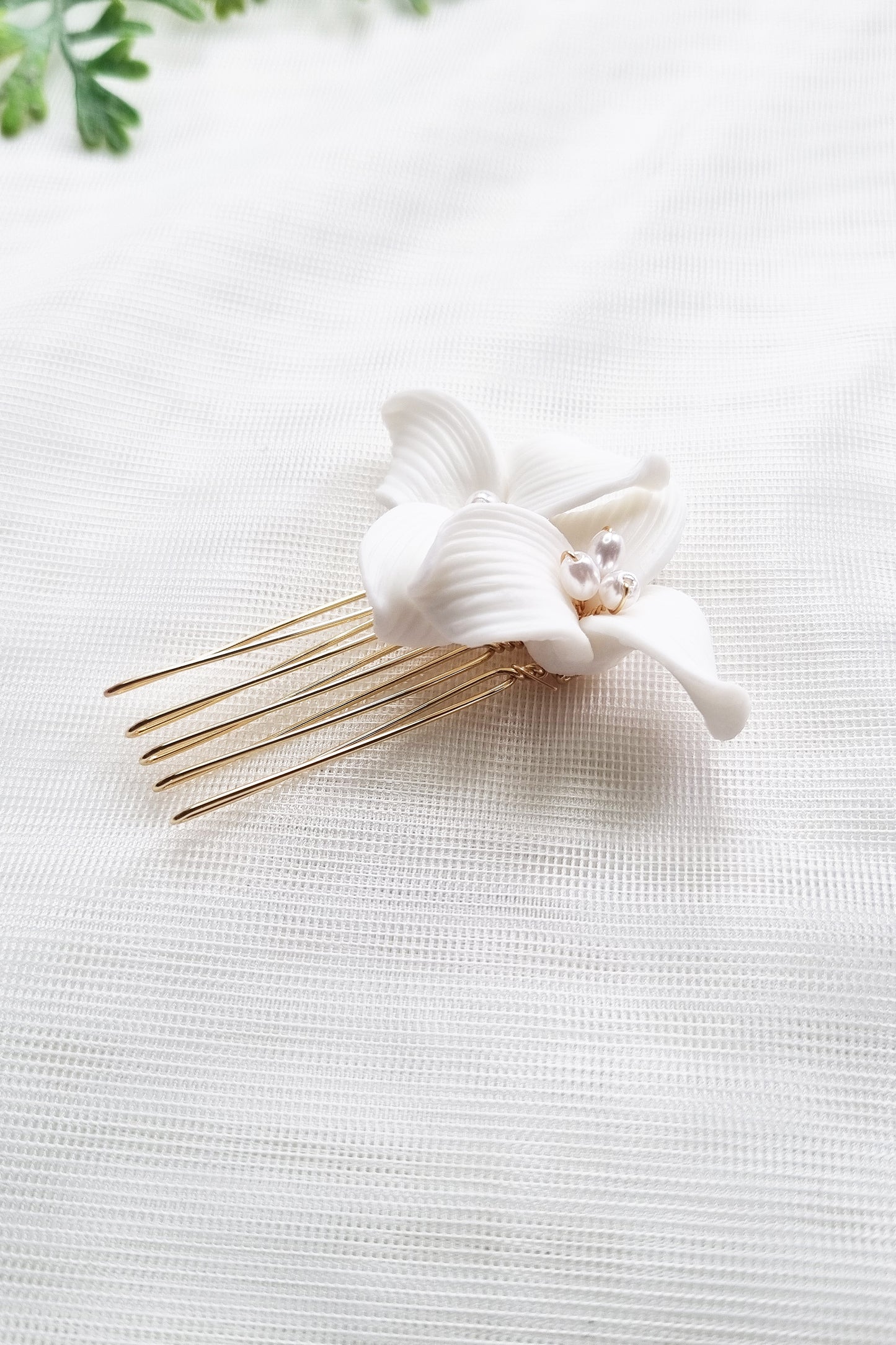 Small White Ceramic Wedding Combs