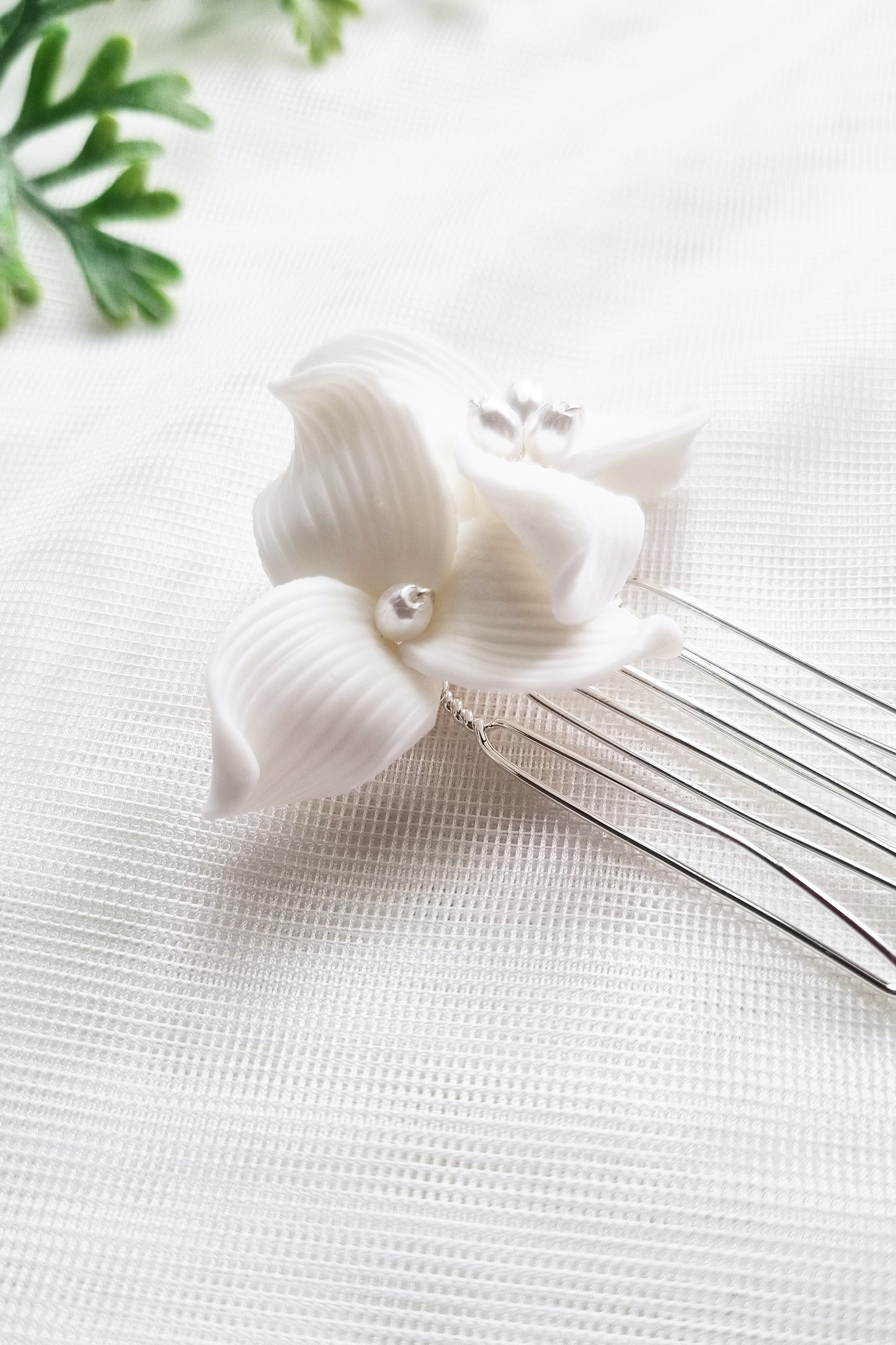 Small White Ceramic Wedding Combs