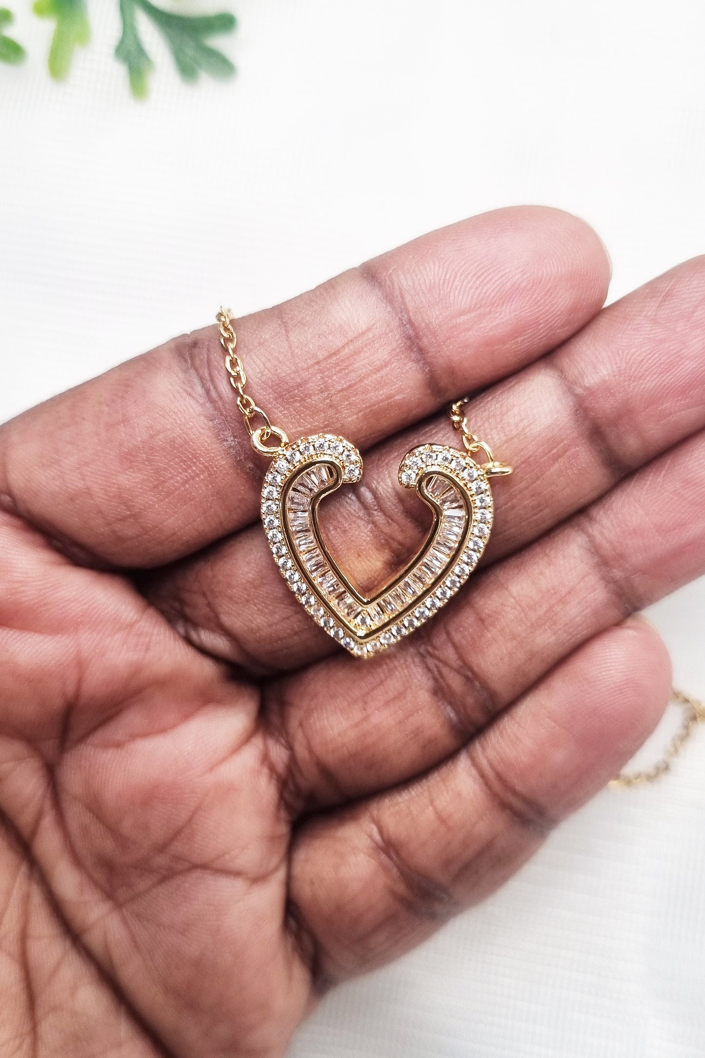 Romantic Gold CZ Heart Pendant