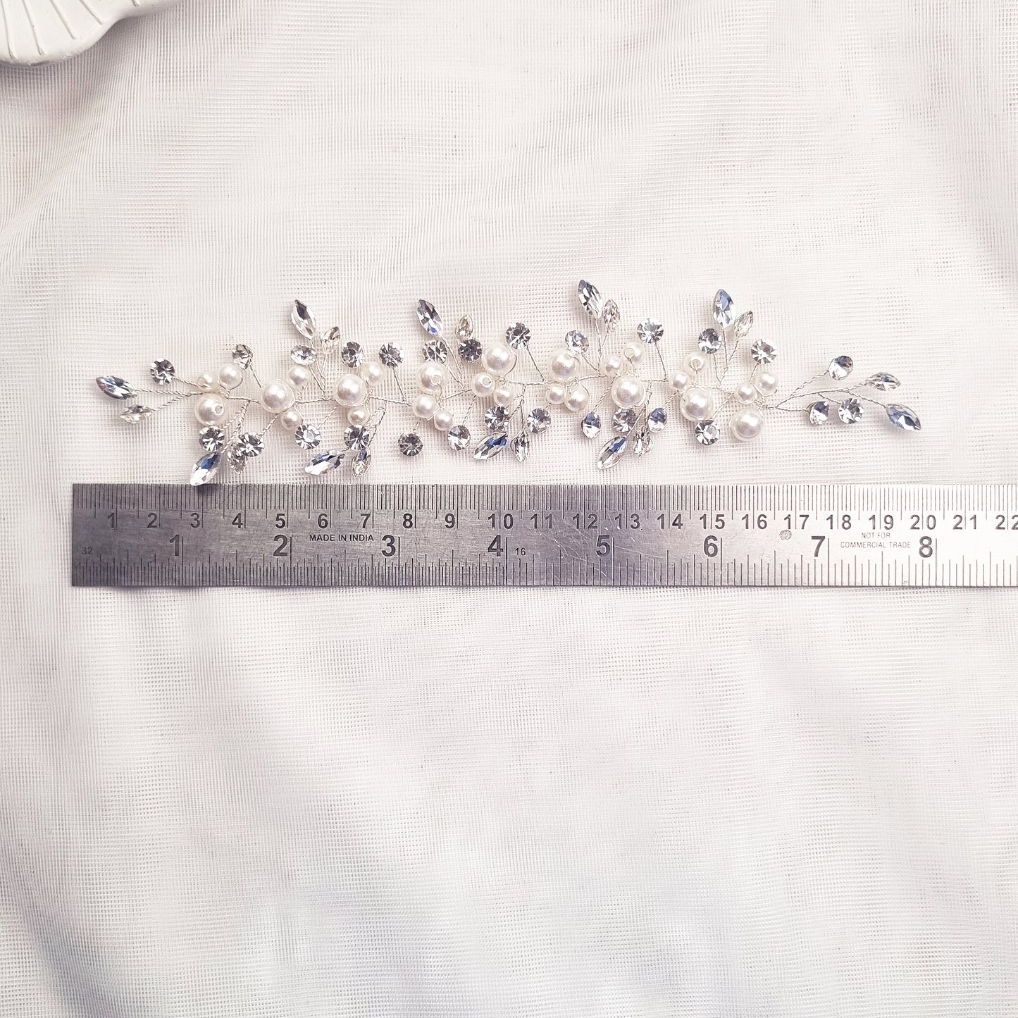 Short Pearl & Crystal Bridal Hair Vine