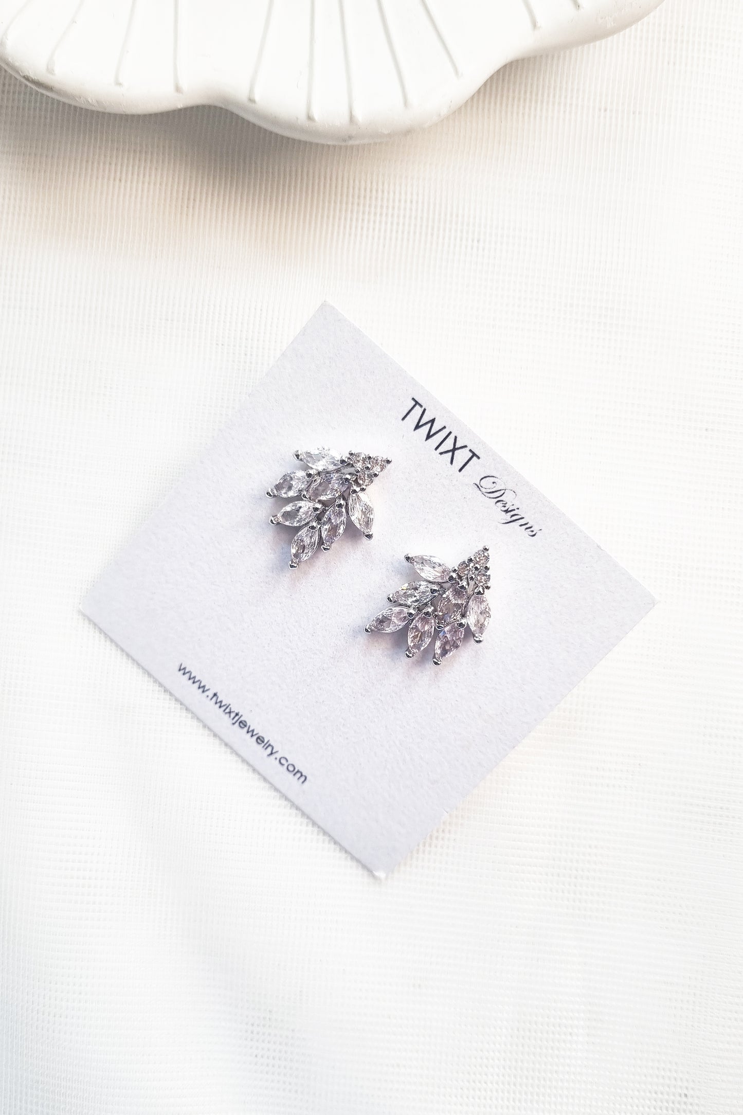 Dainty Silver Marquise Stud Earrings