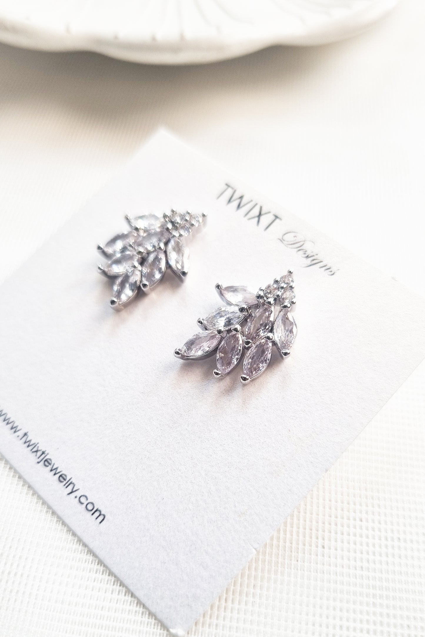Dainty Silver Marquise Stud Earrings