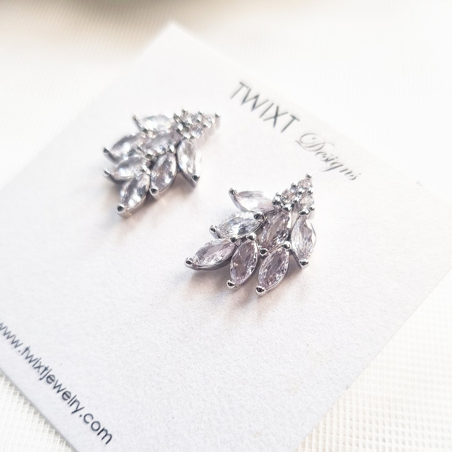 Dainty Silver Marquise Stud Earrings