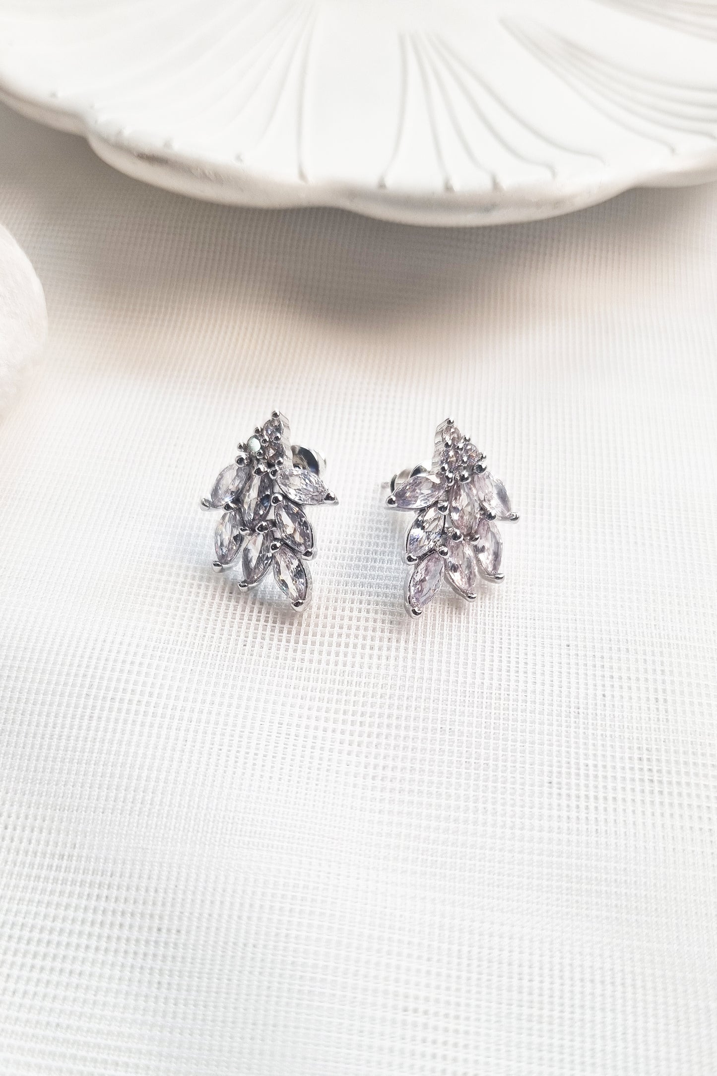 Dainty Silver Marquise Stud Earrings