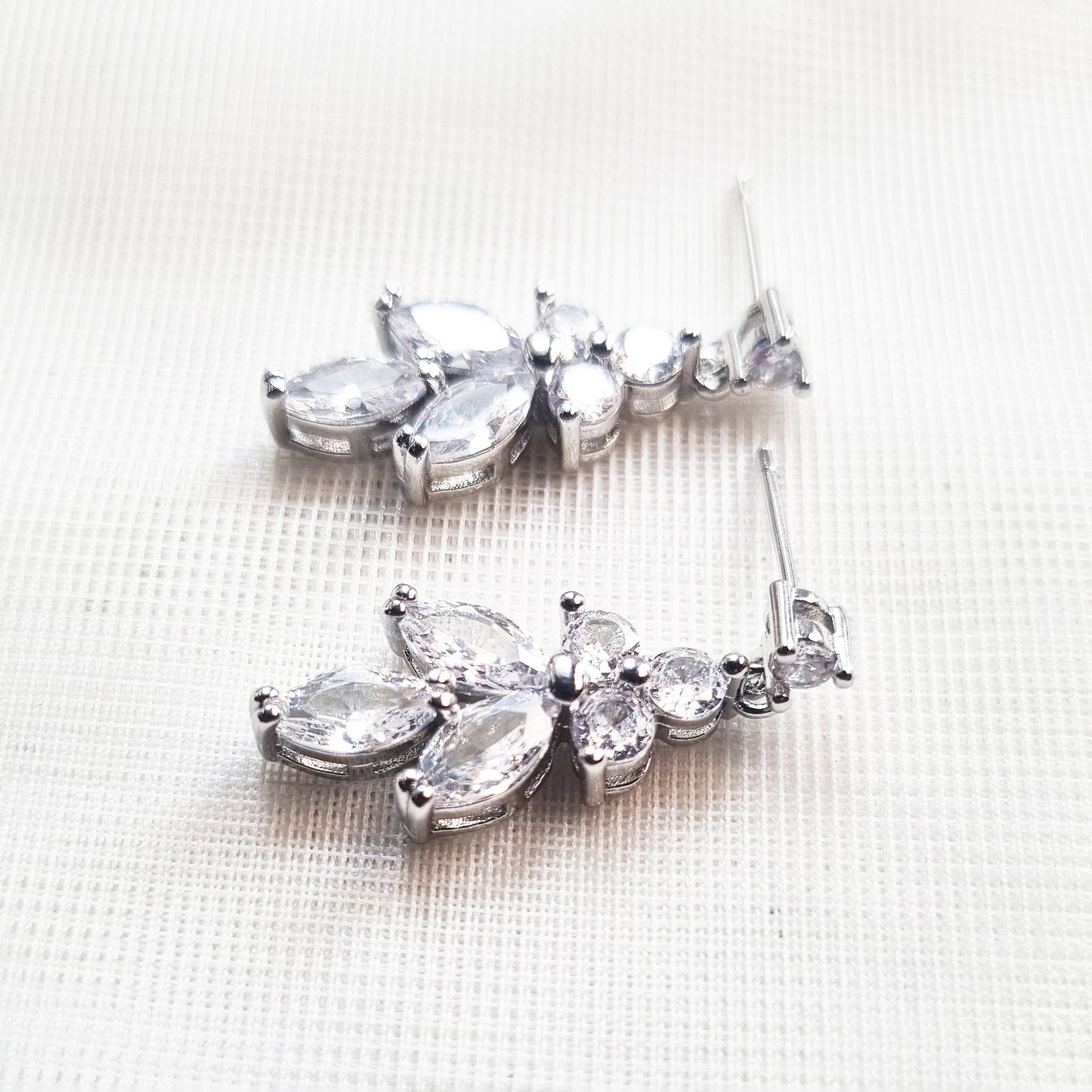 Marquise Crystal Silver Bridal Earrings