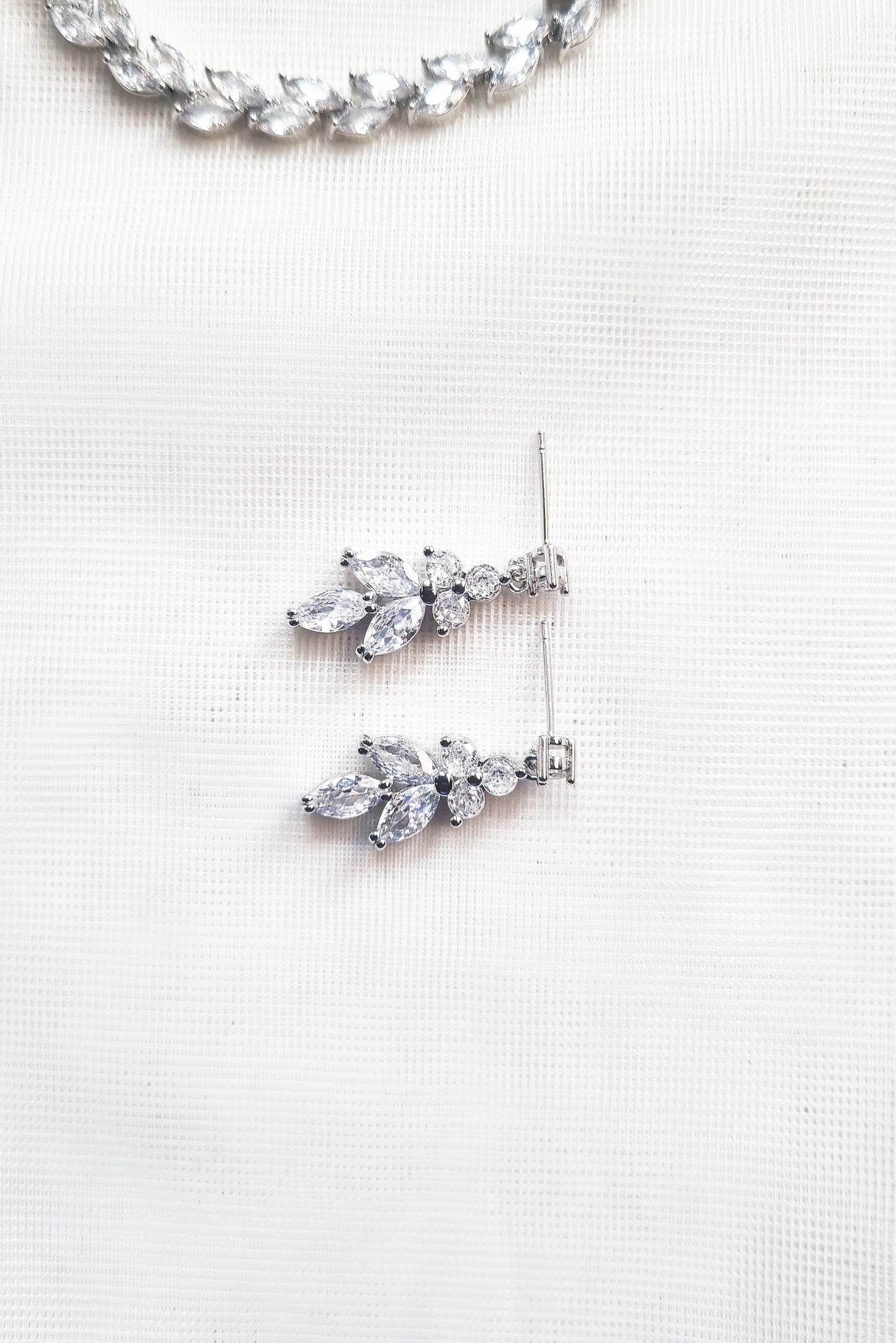 Marquise Crystal Silver Bridal Earrings