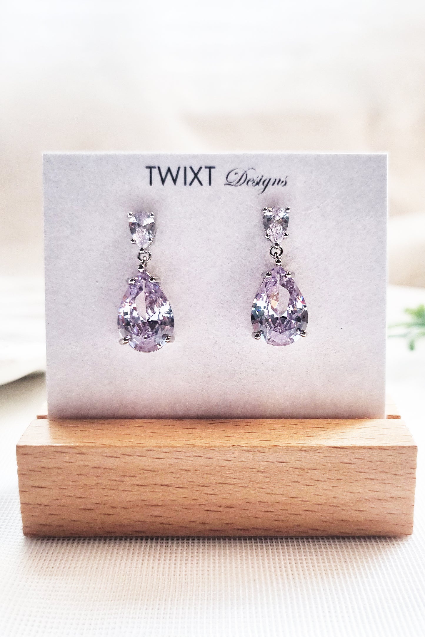 Small Silver Teardrop CZ Earrings
