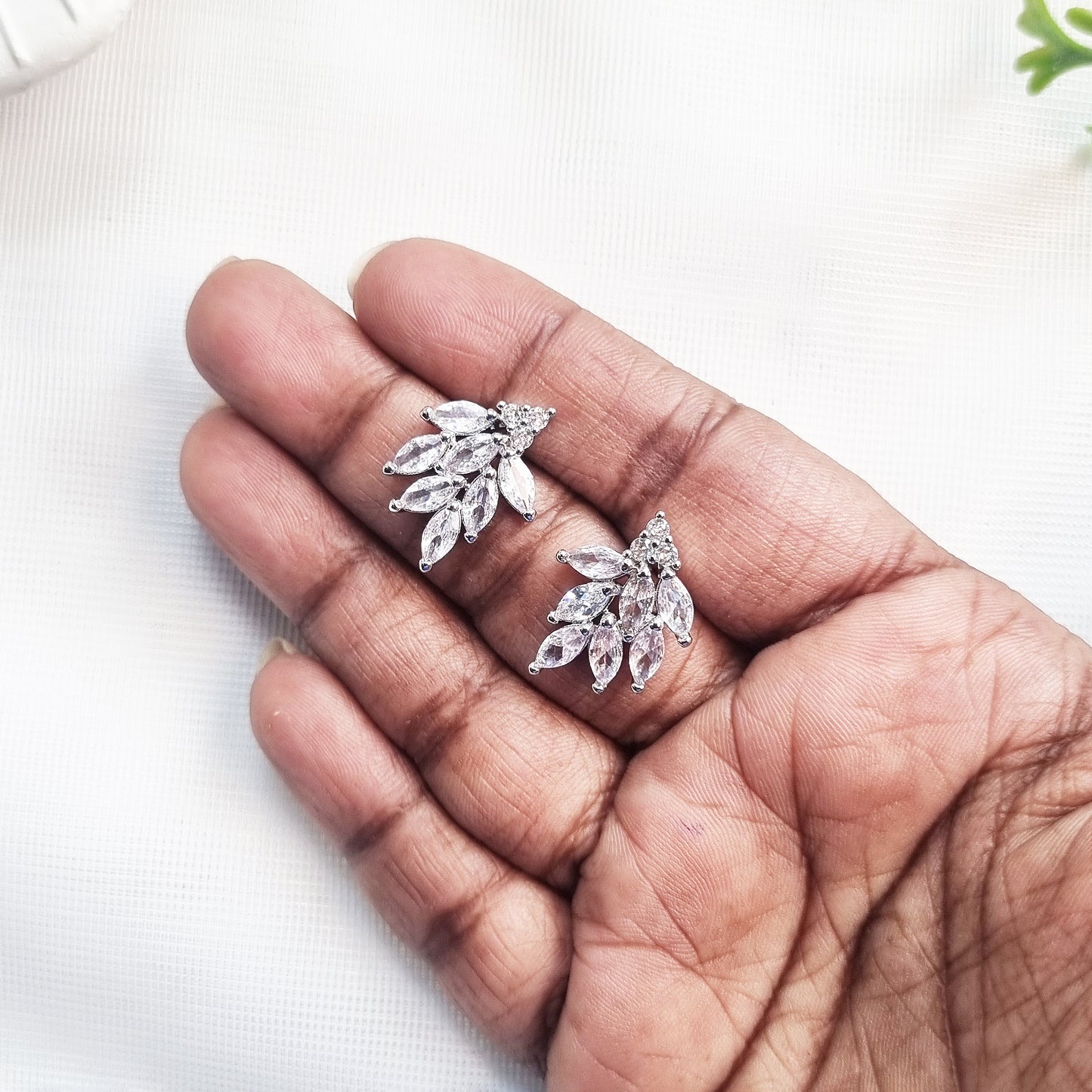 Dainty Silver Marquise Stud Earrings