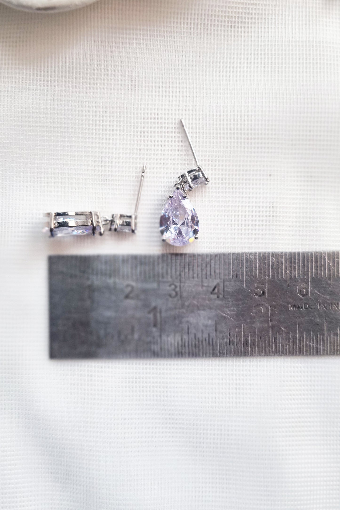 Small Silver Teardrop CZ Earrings