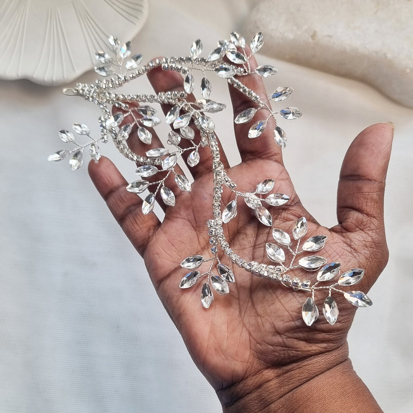 Short Silver Crystal Bridal Hair Vine, Decorative Accessory