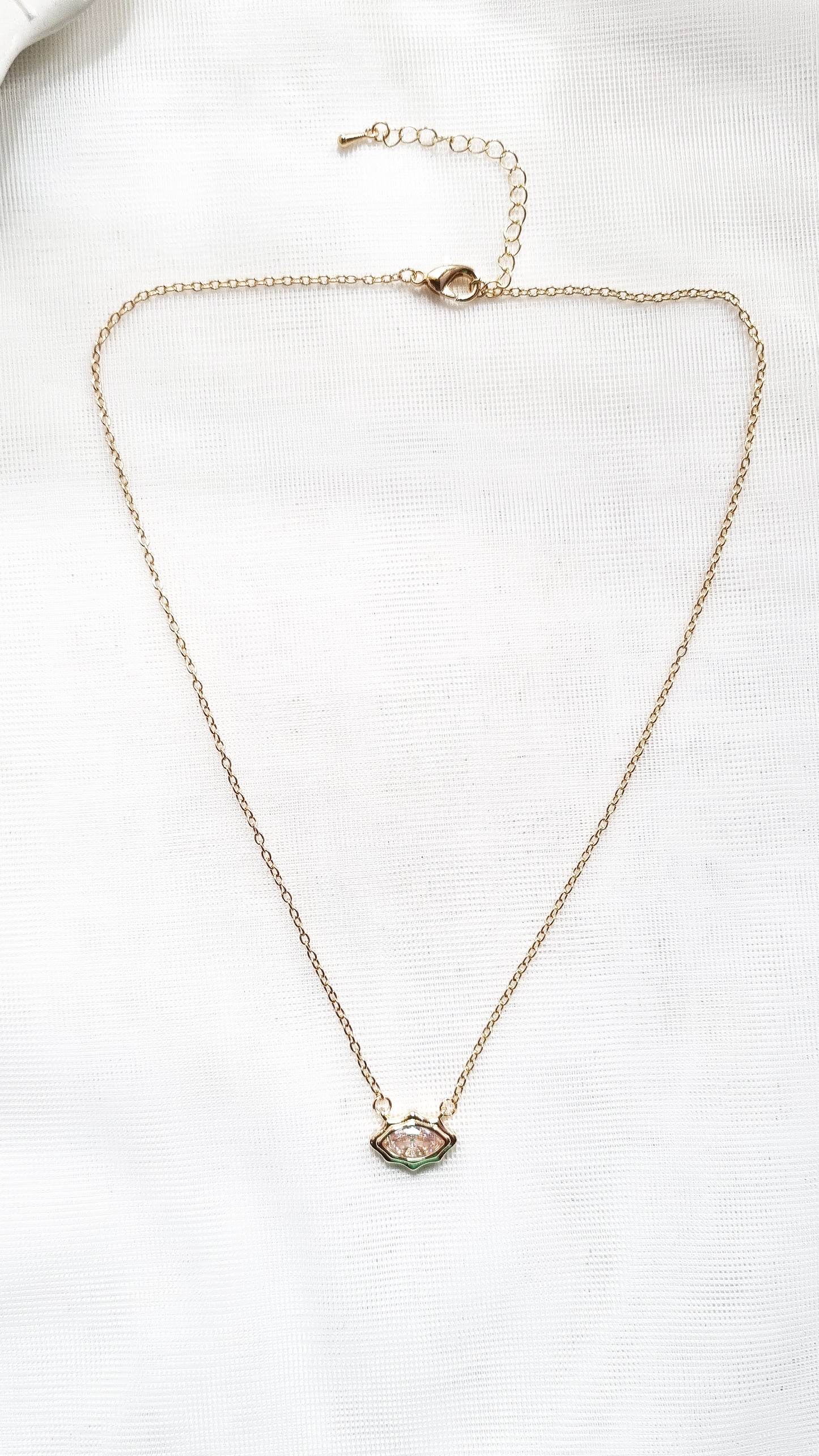 Dainty Gold Collar Necklace with cubic zirconia & bezel set