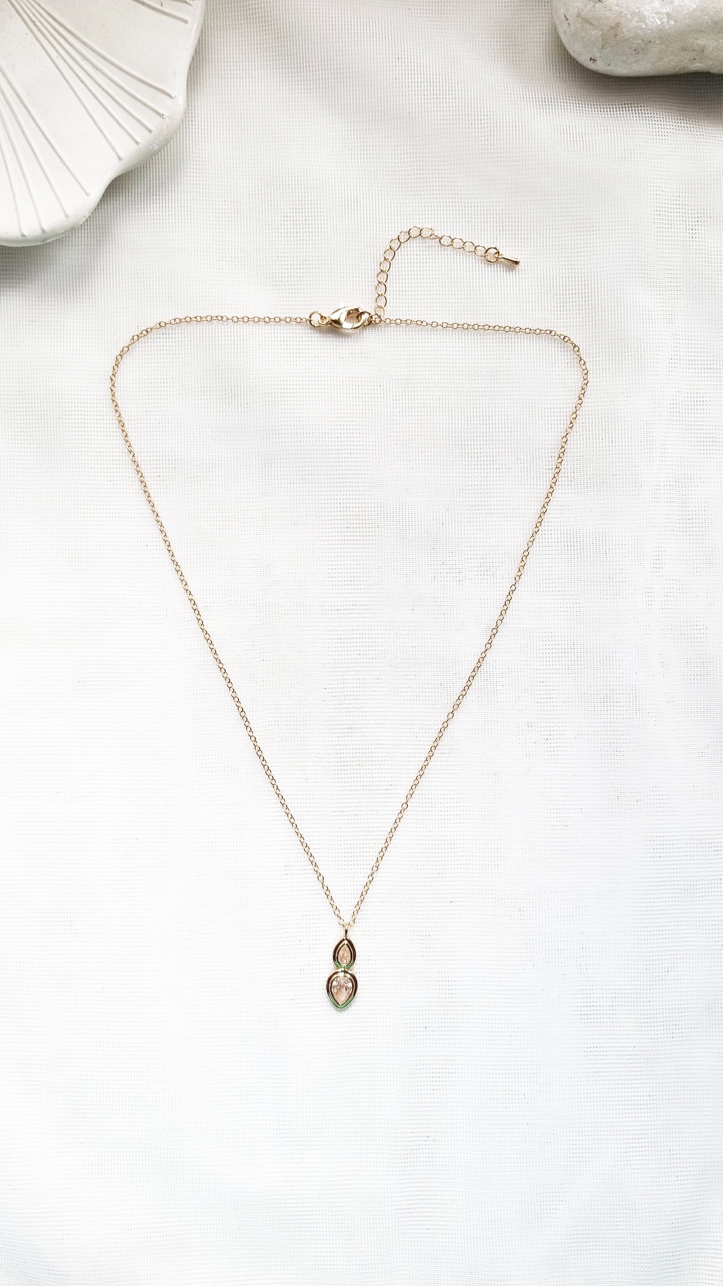 Dainty Waterdrop Necklace cubic zirconia & bezel set
