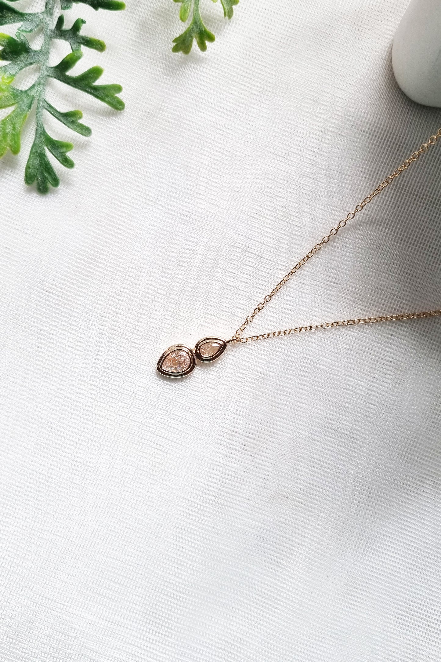 Dainty Waterdrop Necklace cubic zirconia & bezel set