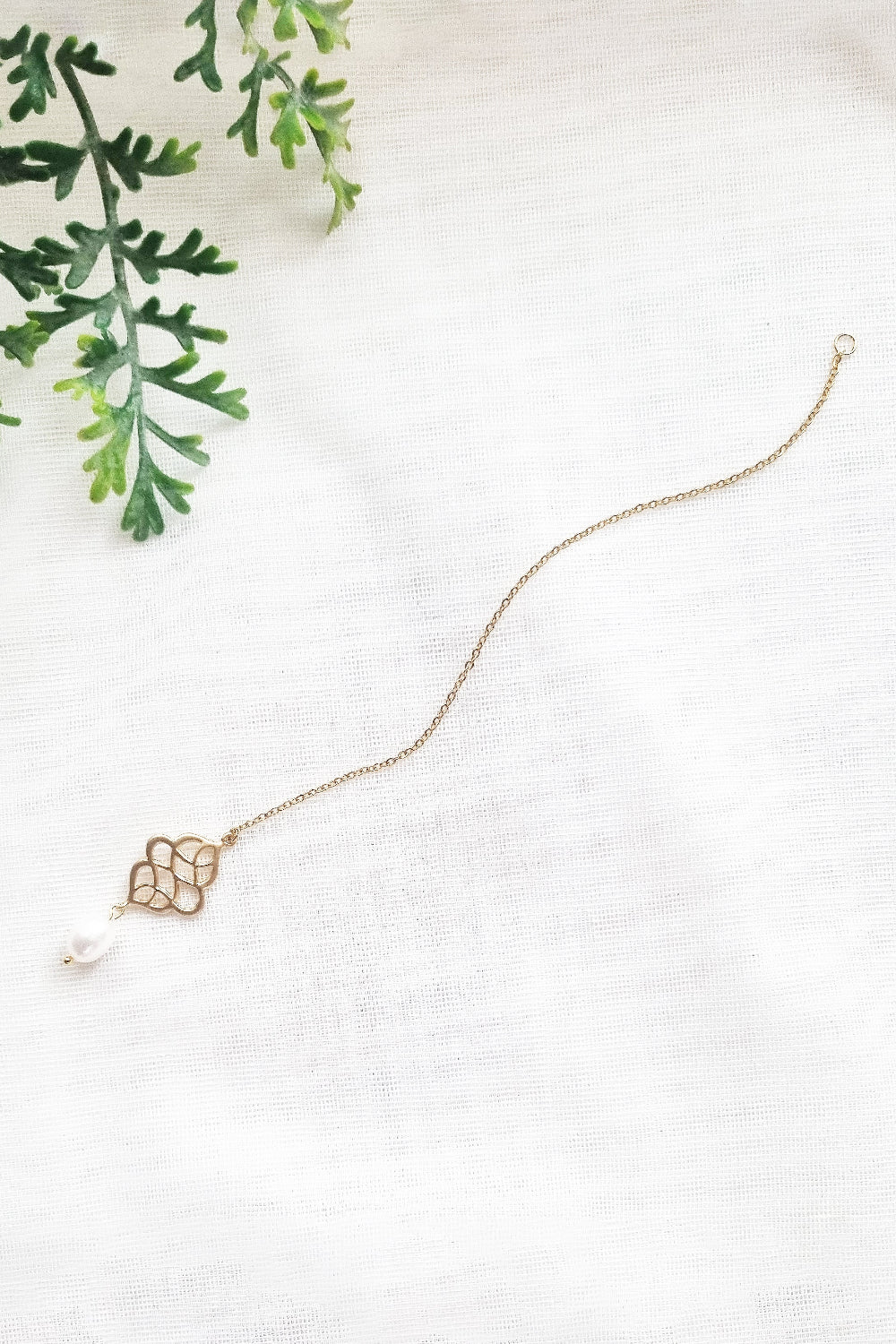 Boho Pearl Maang Tikka - Bridal Hair Jewelry