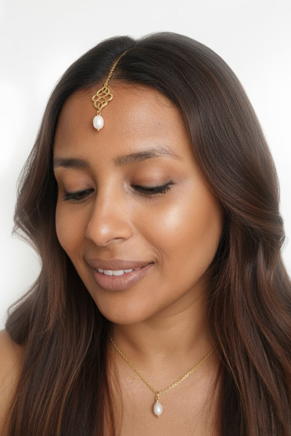 Boho Pearl Maang Tikka - Bridal Hair Jewelry