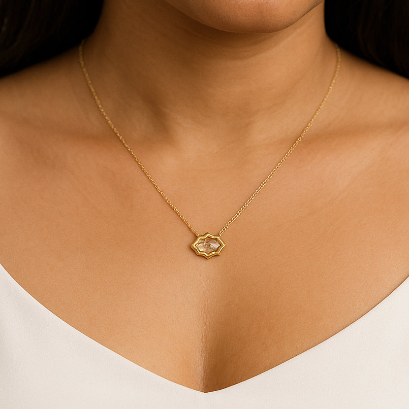 Dainty Gold Collar Necklace with cubic zirconia & bezel set