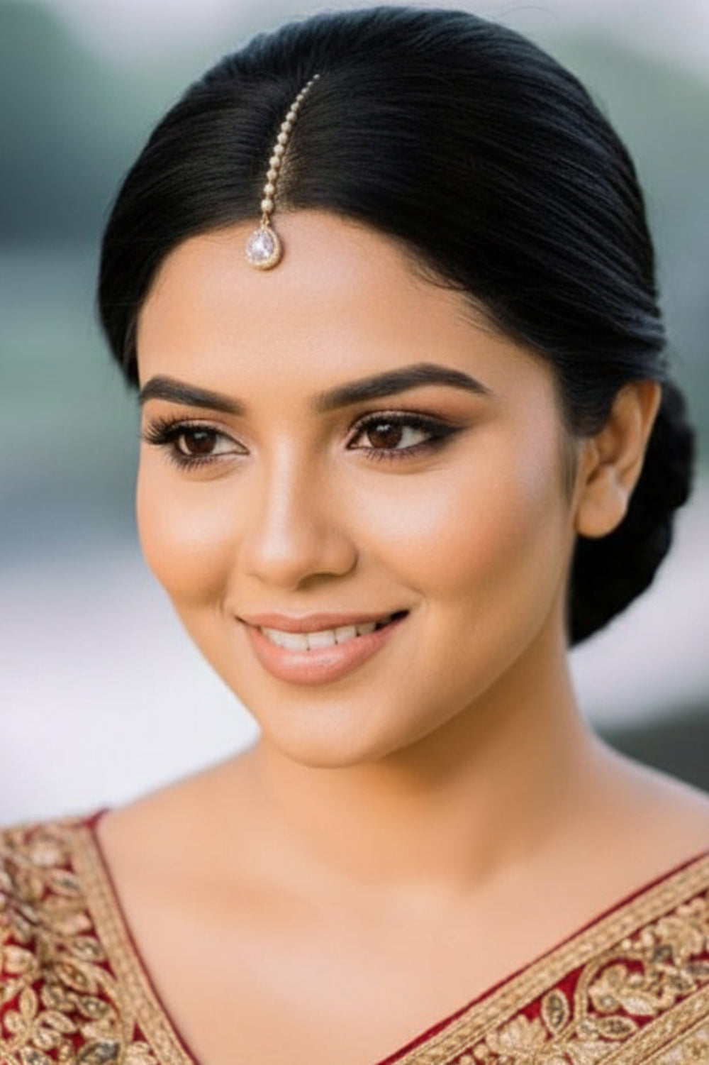 Elegant dainty maang tikka for boho brides & bridesmaids in gold or silver wedding style