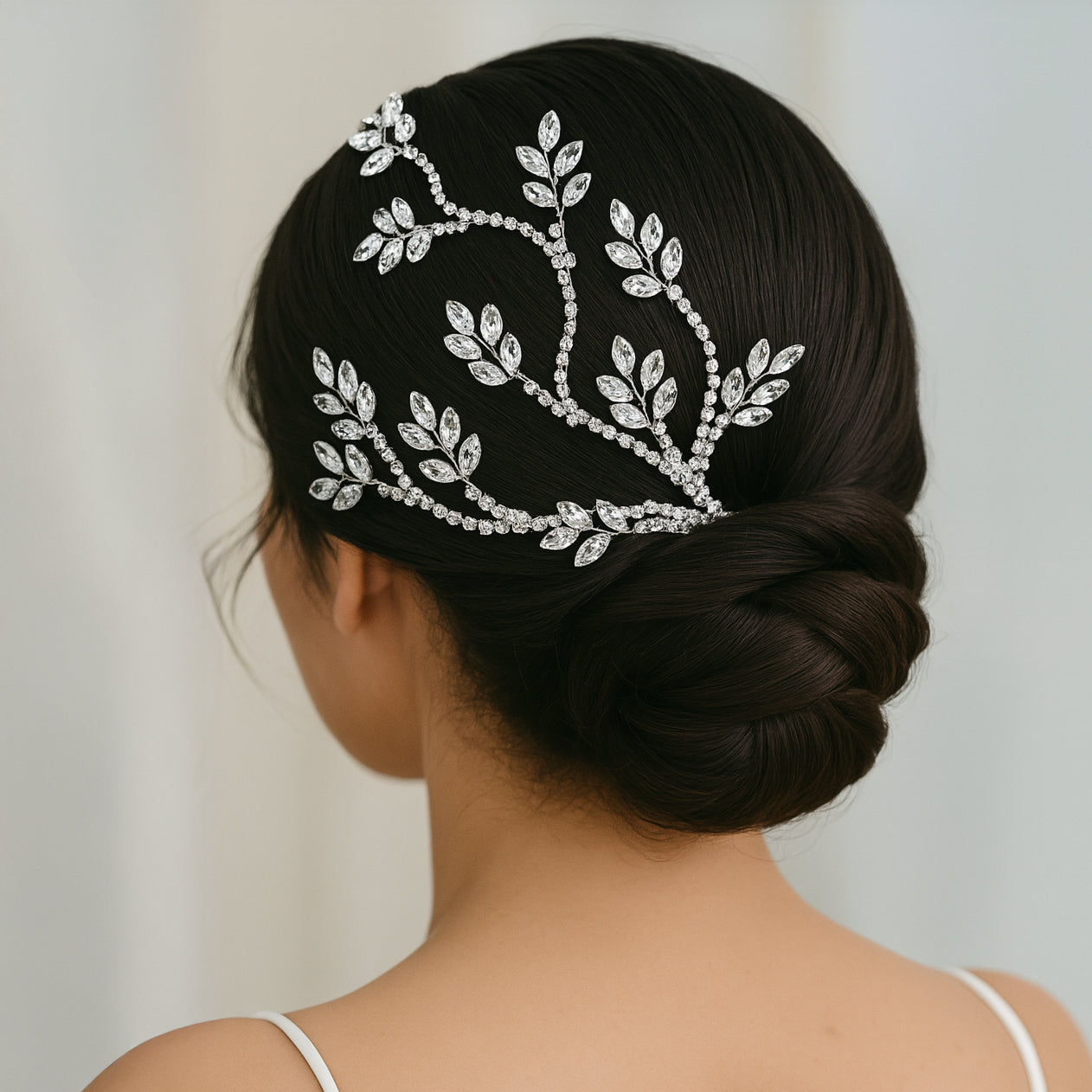 Short Silver Crystal Bridal Hair Vine, Decorative Accessory