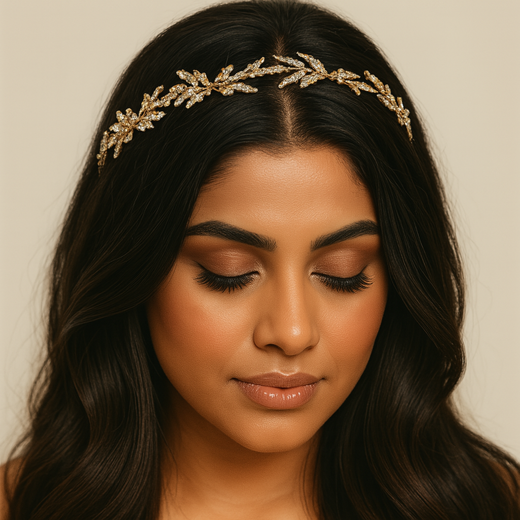 Gold Leaf Crystal Bridal Headband