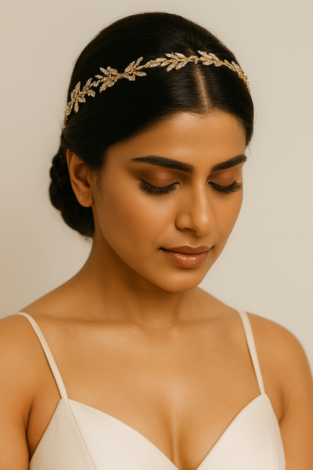 Gold Leaf Crystal Bridal Headband