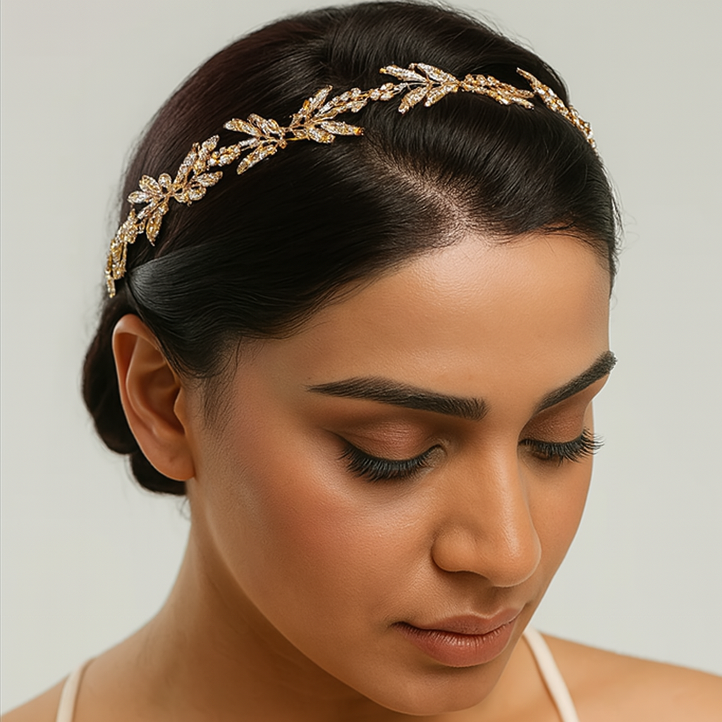 Gold Leaf Crystal Bridal Headband