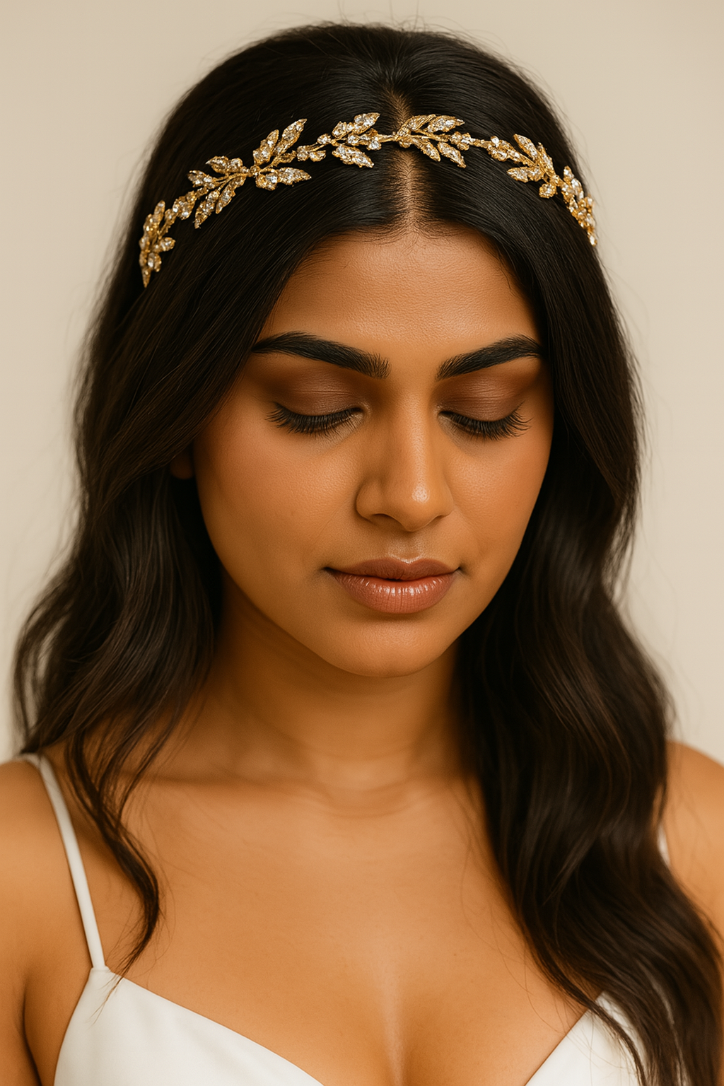 Gold Leaf Crystal Bridal Headband