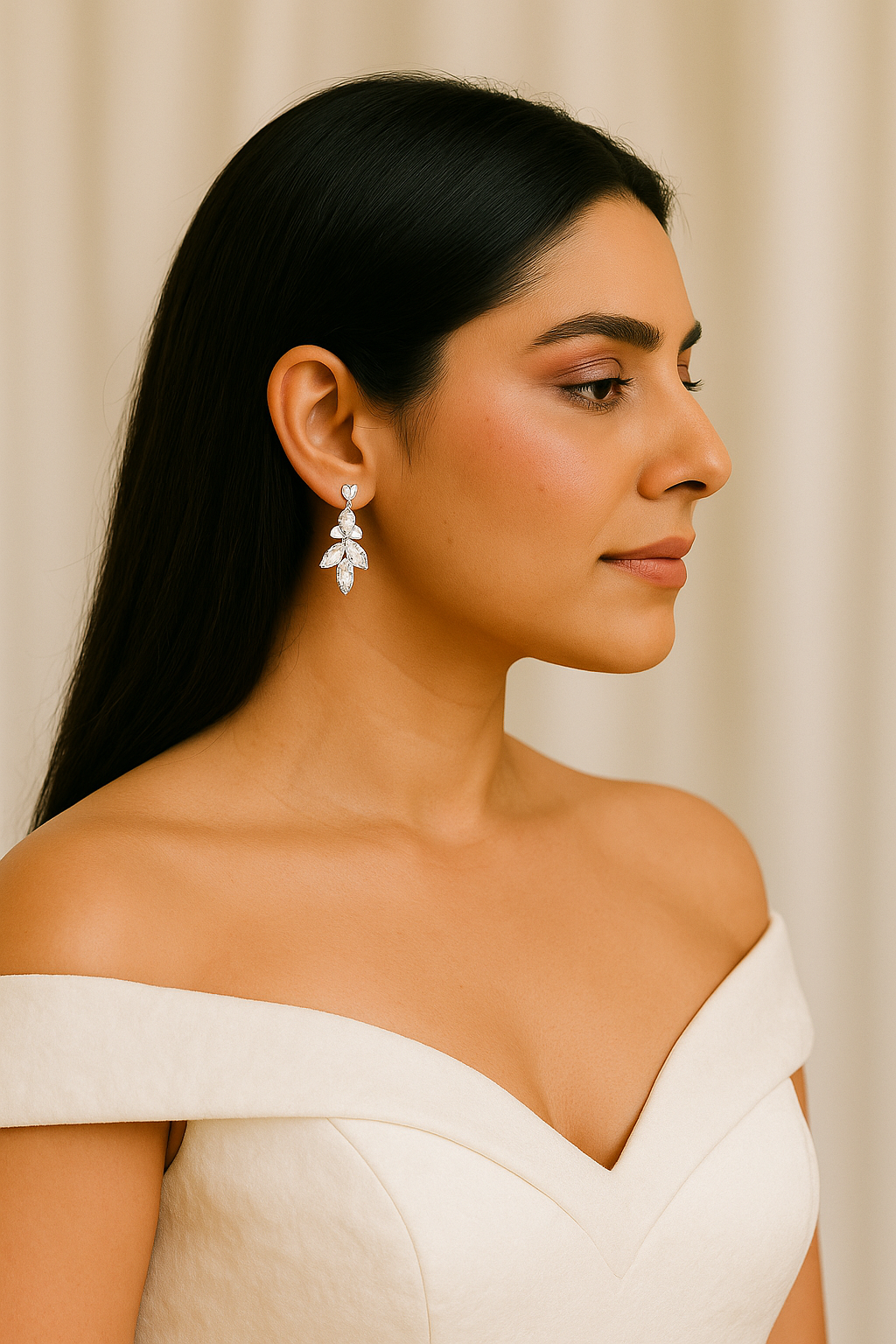 Marquise Crystal Silver Bridal Earrings