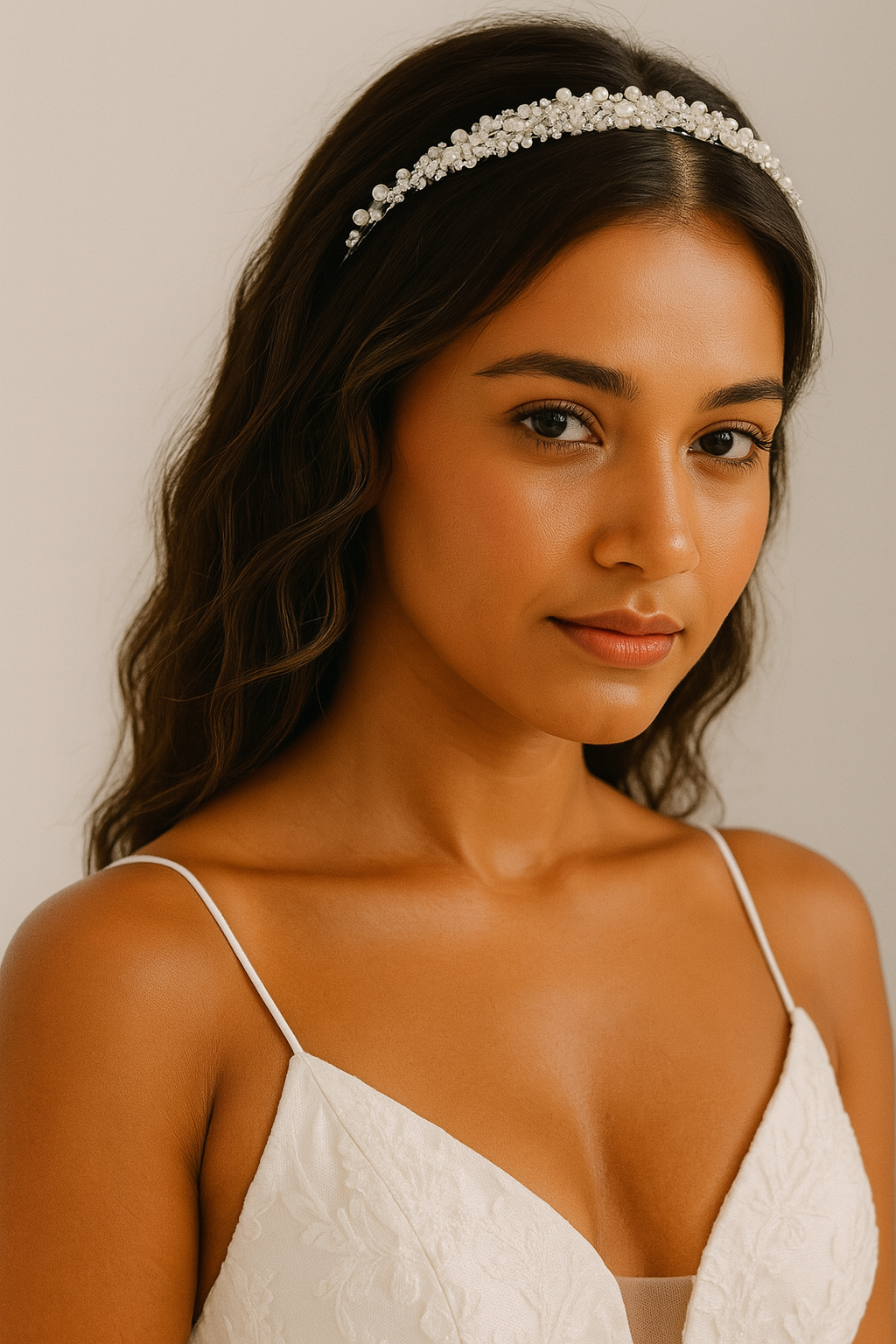 Silver Crystal Pearl Headband