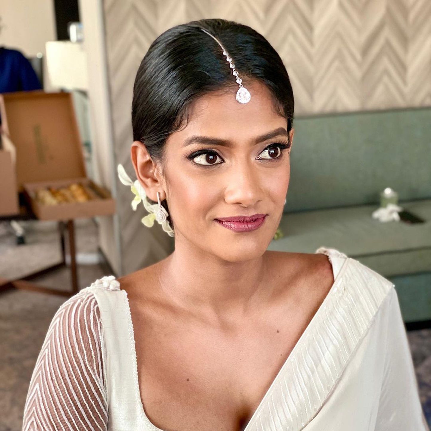 Crystal maang tikka in gold, silver and rose gold, boho bridal ethnic hair jewelry