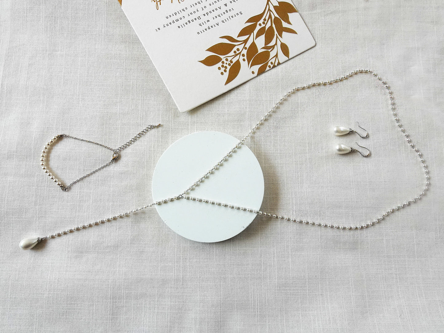 pearl backdrop necklace, pearl bridal jewelry for backless or low back dress