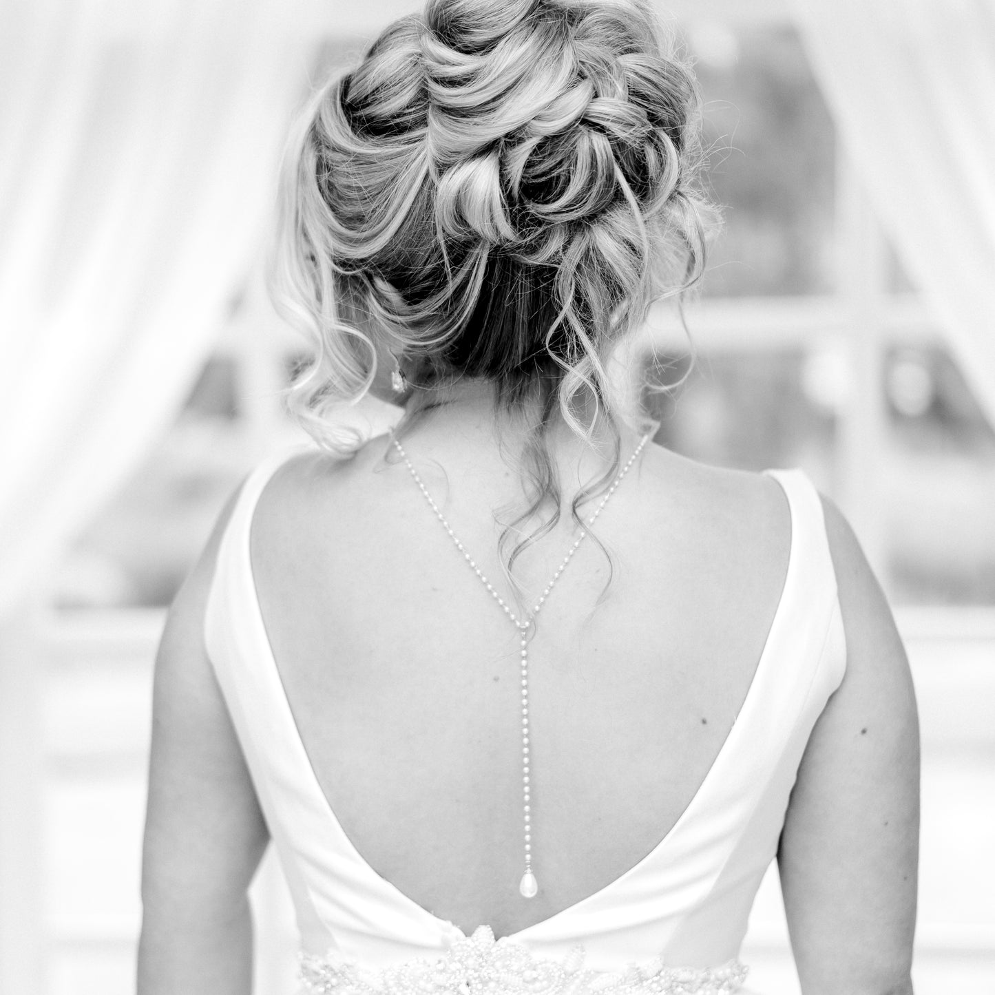 pearl backdrop necklace, pearl bridal jewelry for backless or low back dress