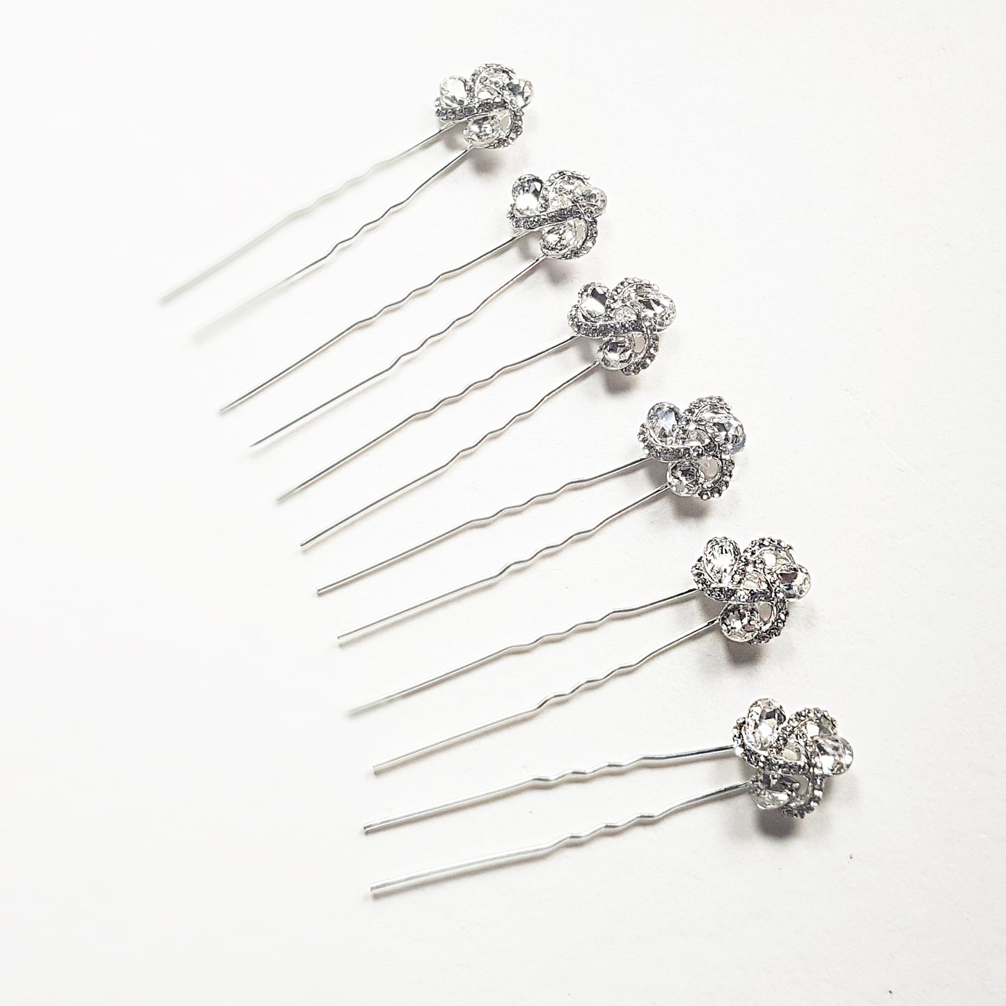 Art Deco Crystal Hair Pins for Wedding  Silver