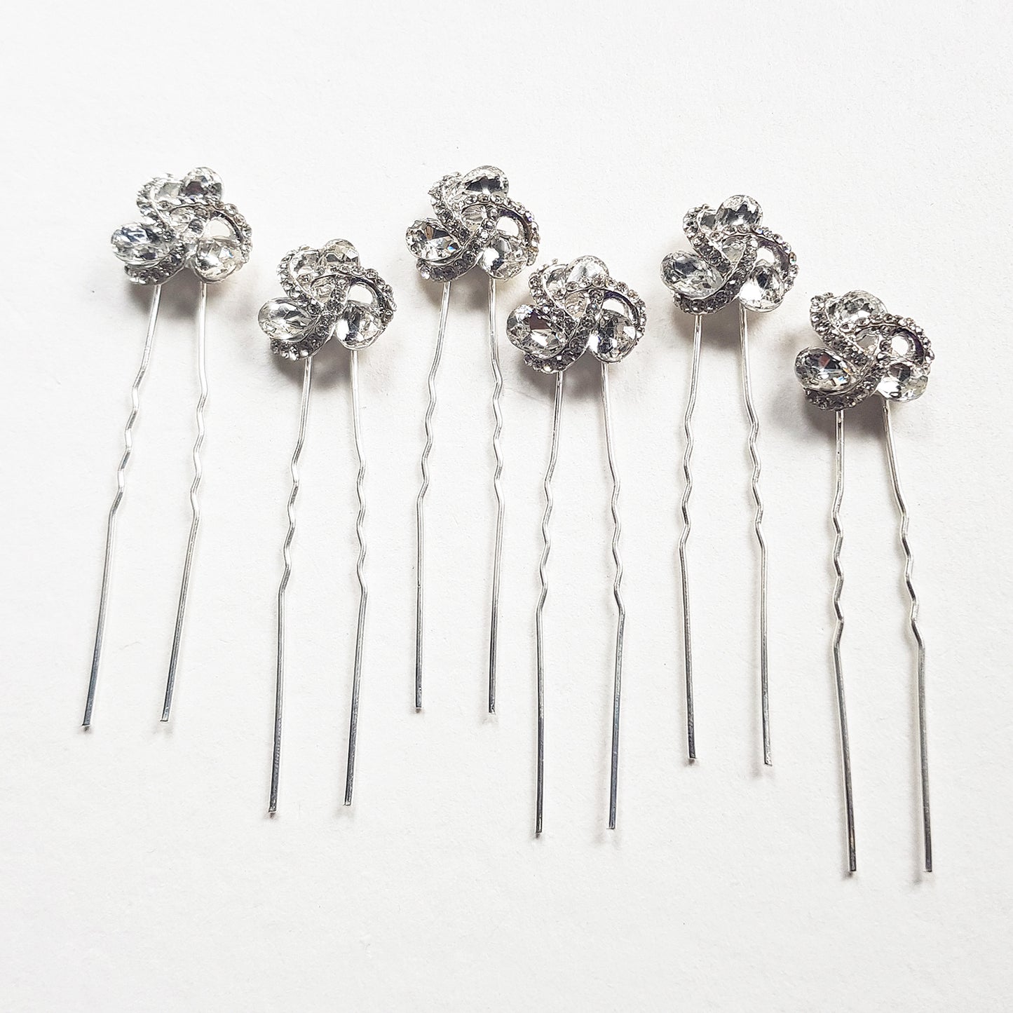 Art Deco Crystal Hair Pins for Wedding  Silver