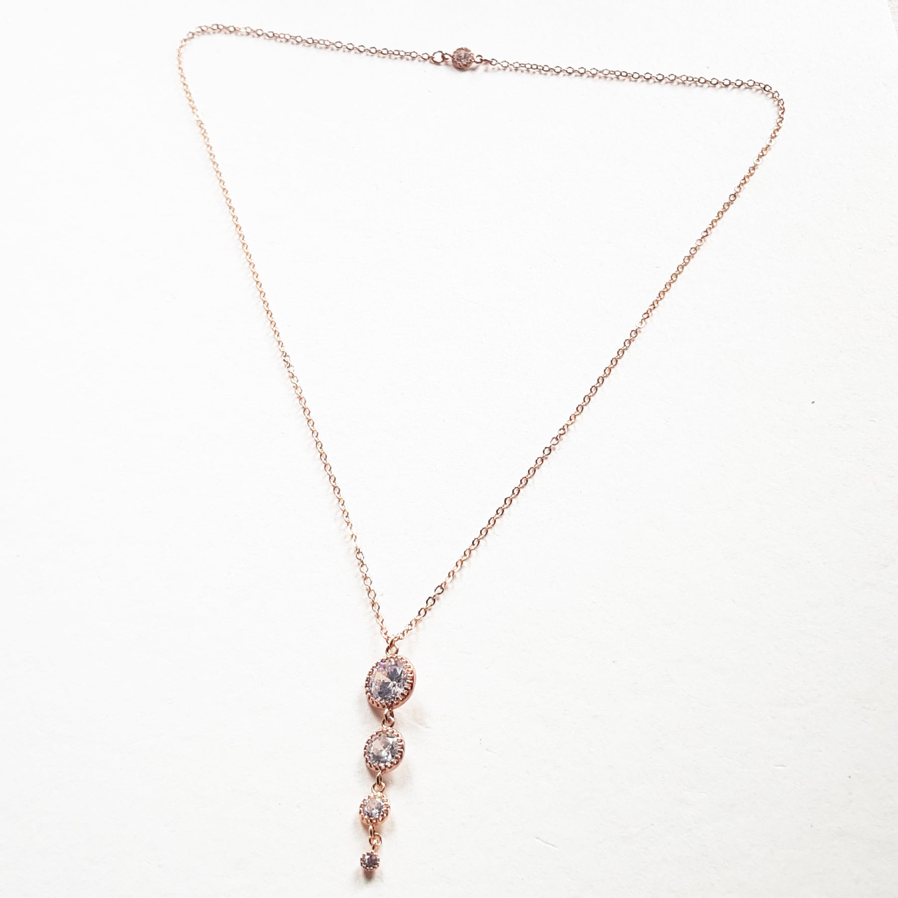 Rose gold bridal back necklace for low back wedding dress   