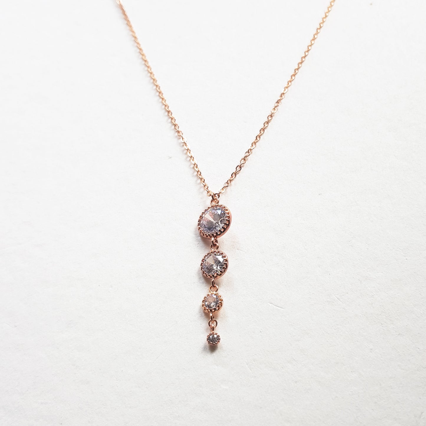 Rose gold bridal back necklace for low back wedding dress   