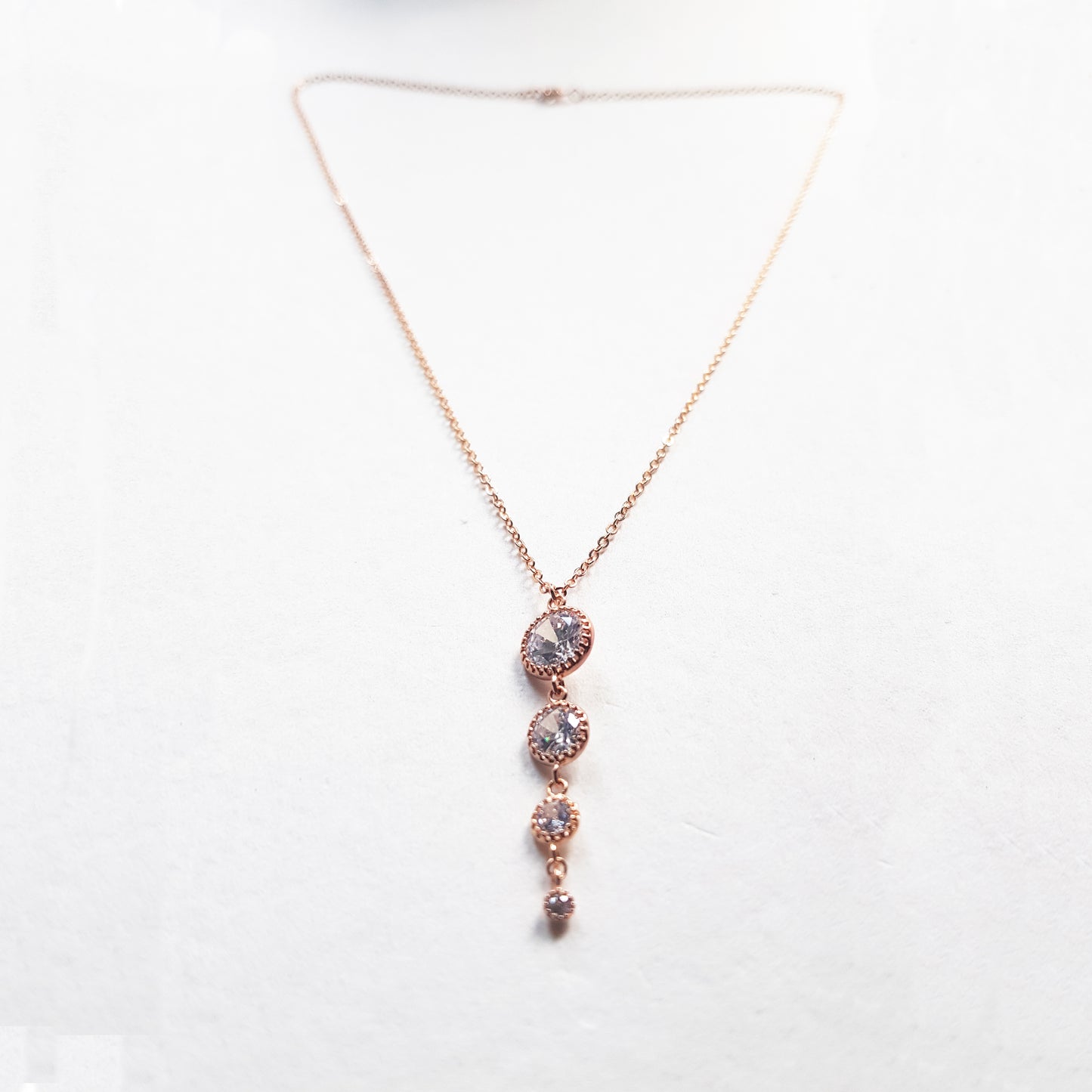 Rose gold bridal back necklace for low back wedding dress   