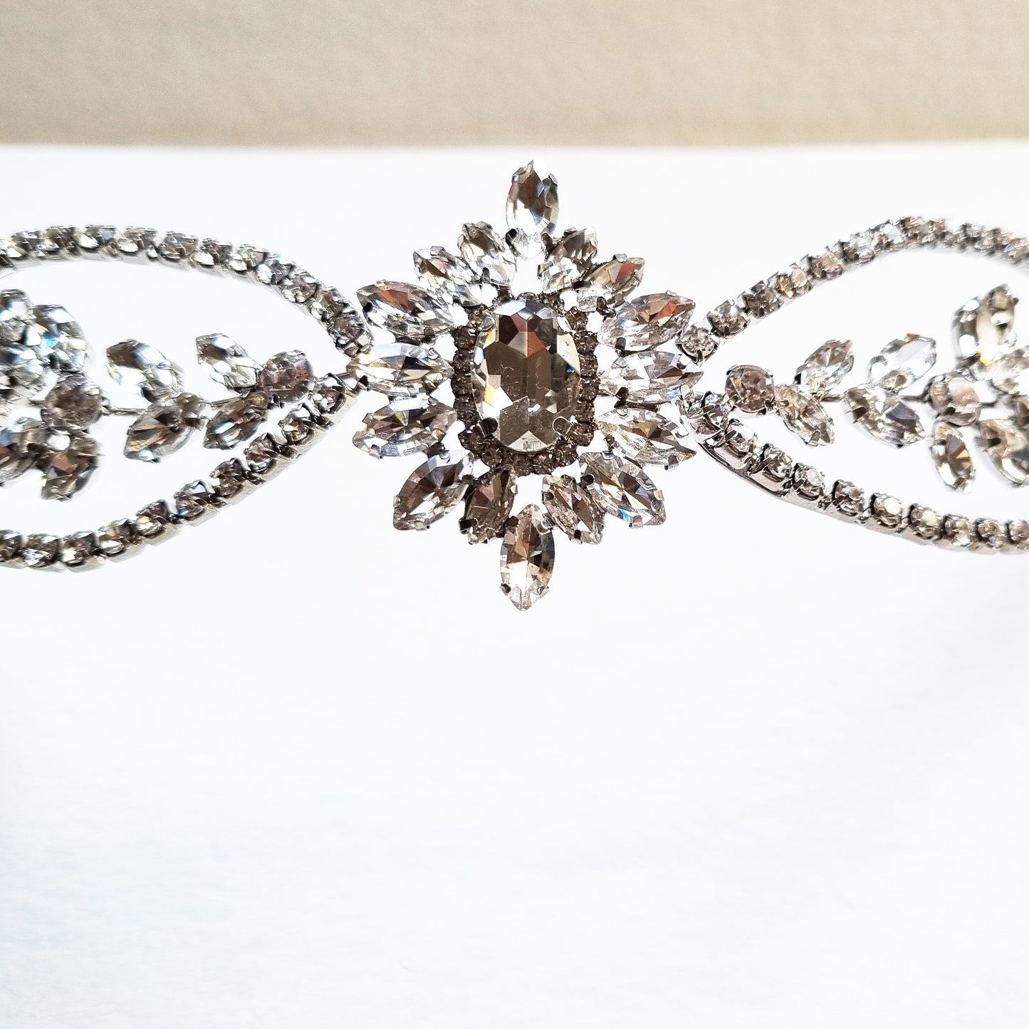 Crystal bridal comb silver, statement reverse or back headband